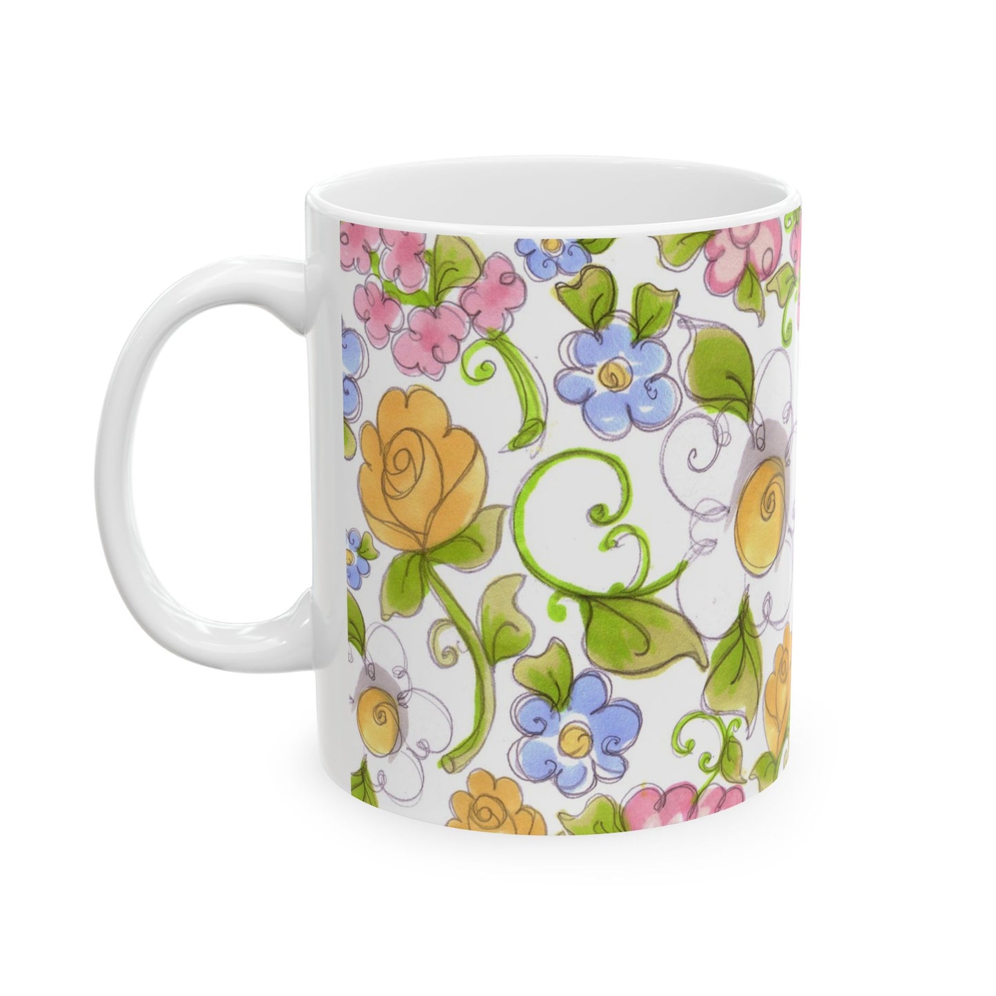 Flower Frolic White Cup