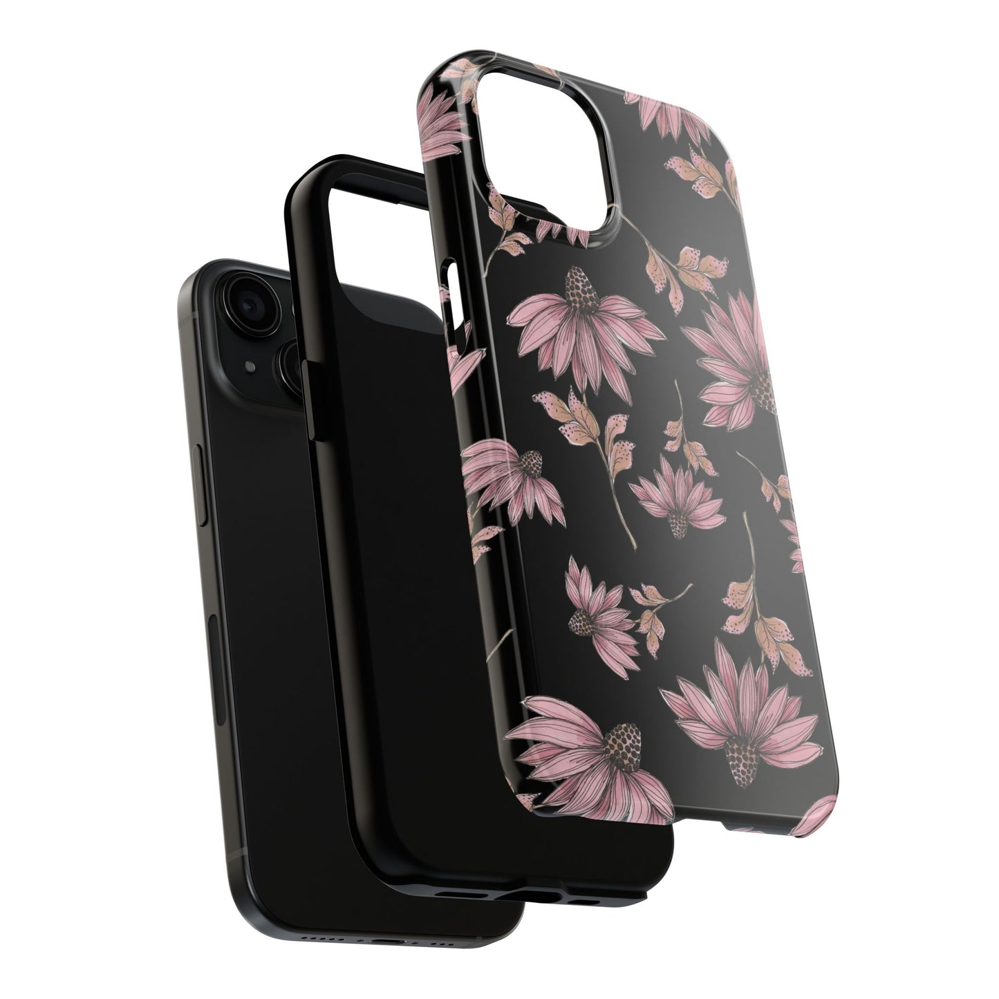 Wild Cone Flowers Black Phone Case