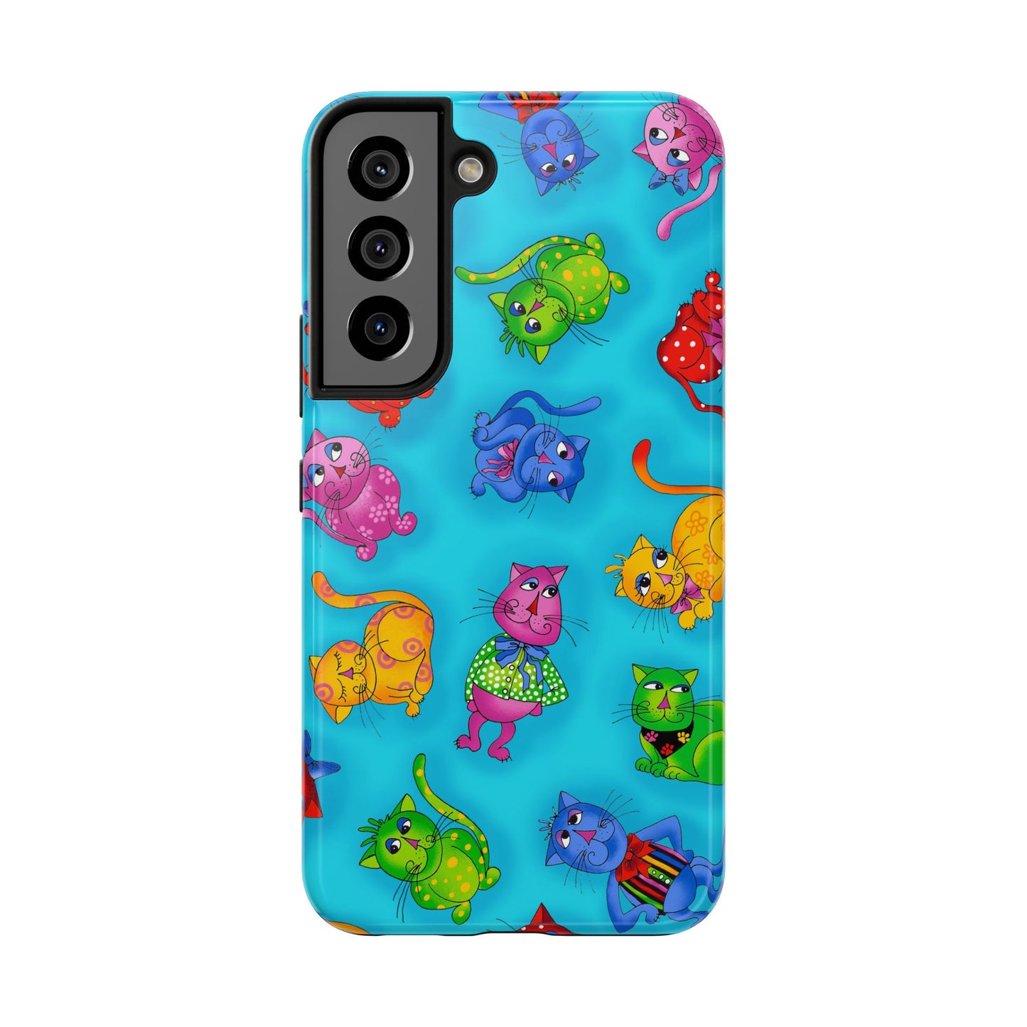 Tossed Cool Cats Turquoise Phone Case