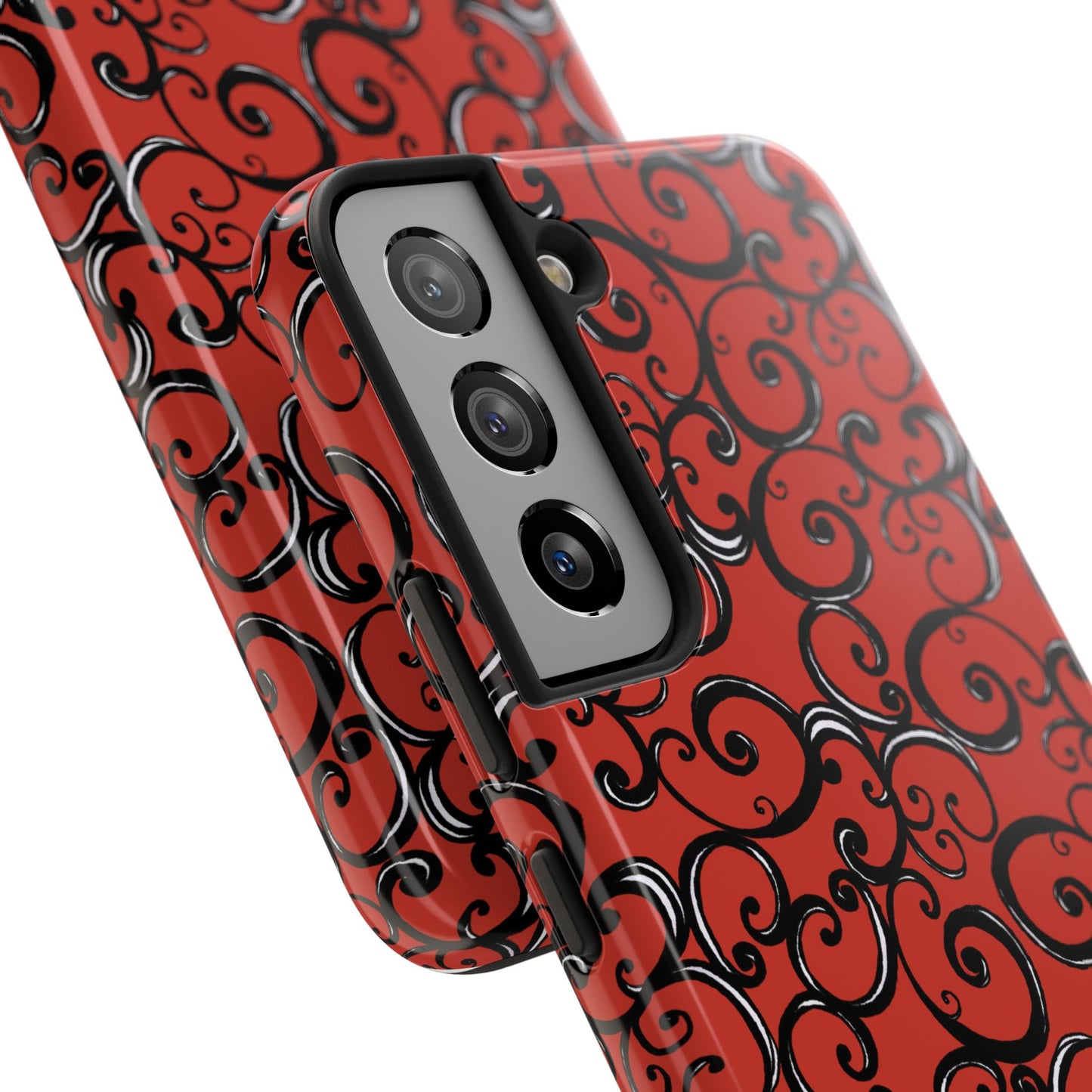Curls Red / Black Phone Case