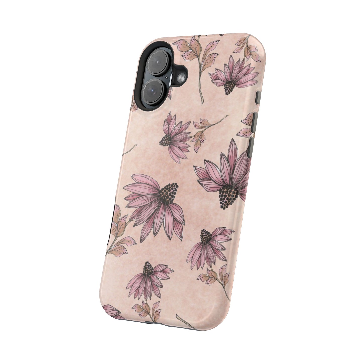Wild Cone Flowers Pink Marble Phone Case