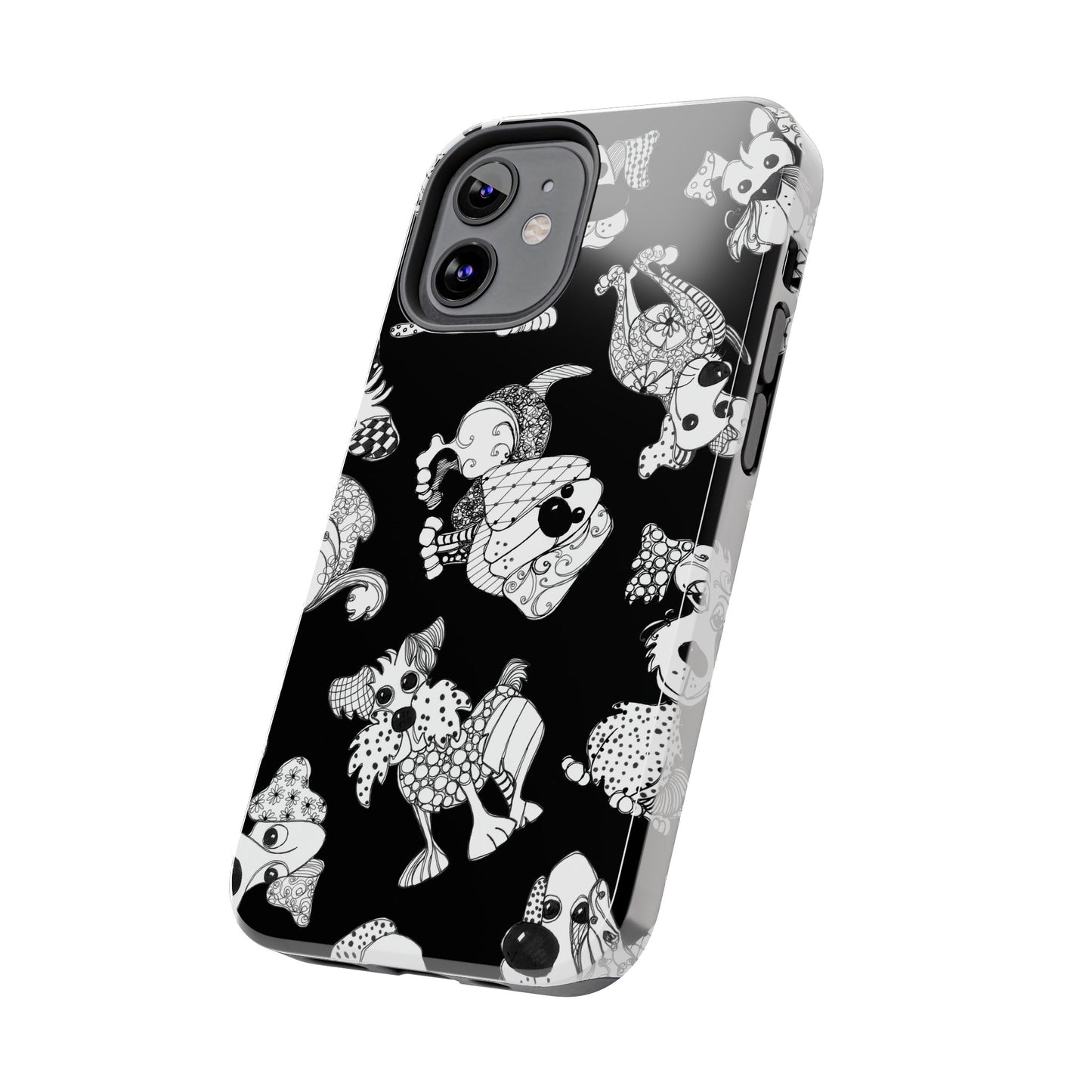 Doodle Dogs Black Phone Case