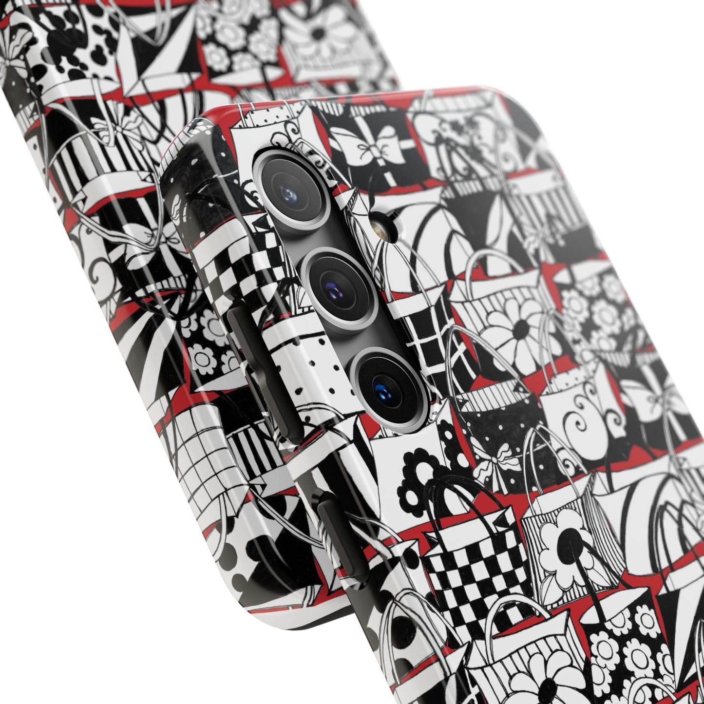 Totally Black, White & Red Phone Case