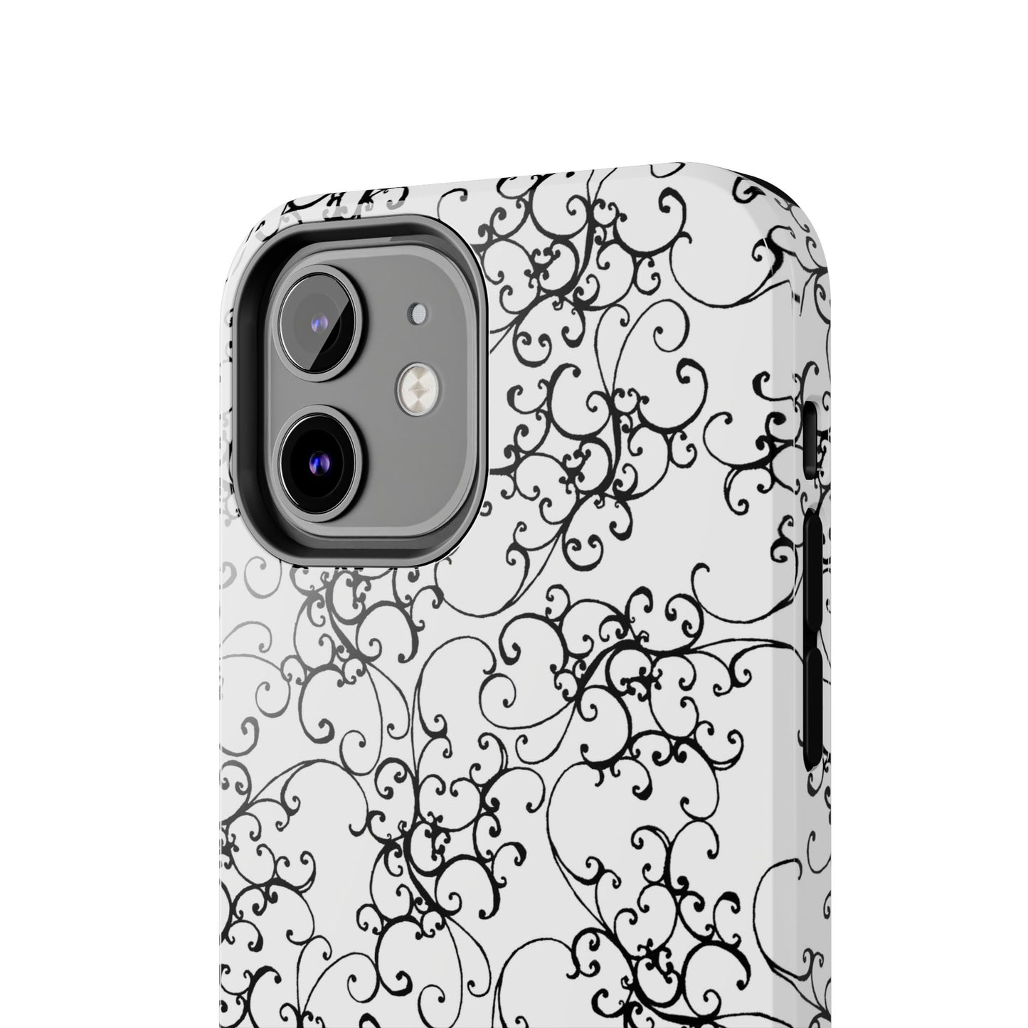 Elegant Scroll White / Black Phone Case