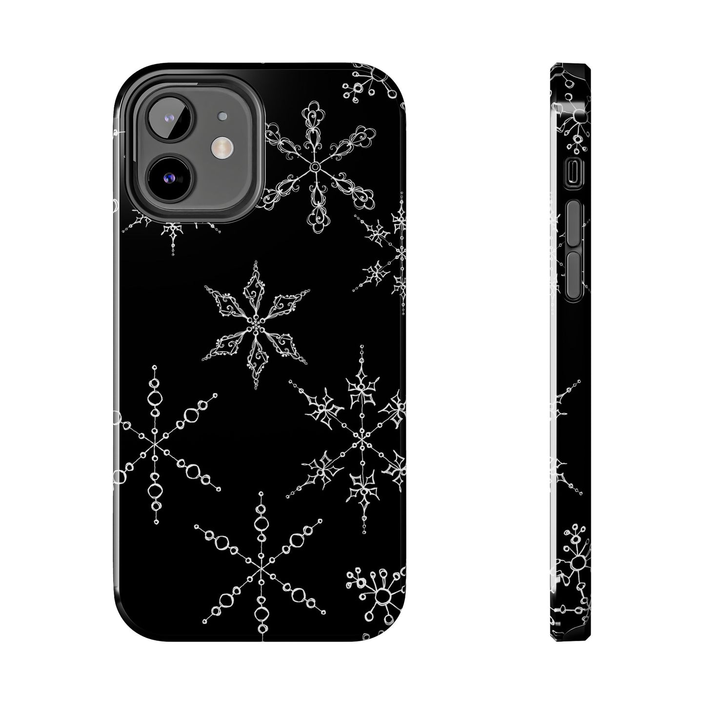 Snowflakes Black Phone Case