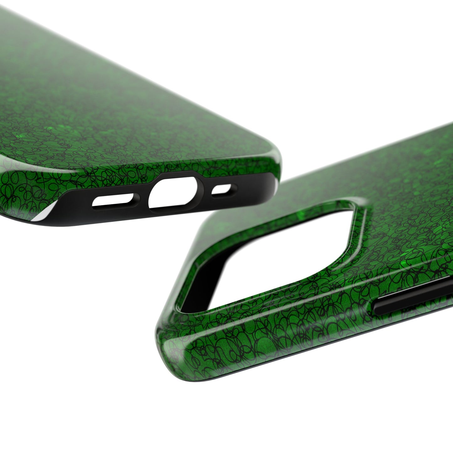 Scribble Green / Black Phone Case