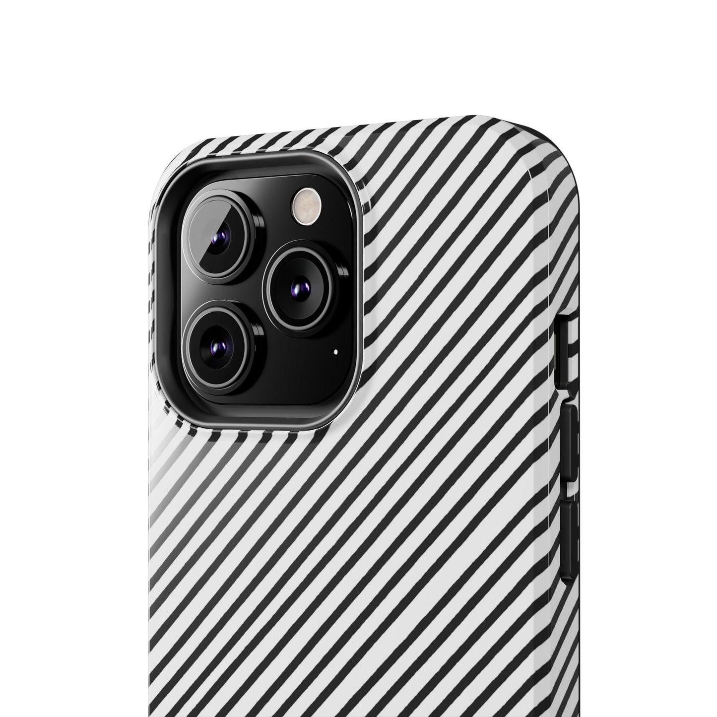 Diagonal Stripe White / Black Phone Case