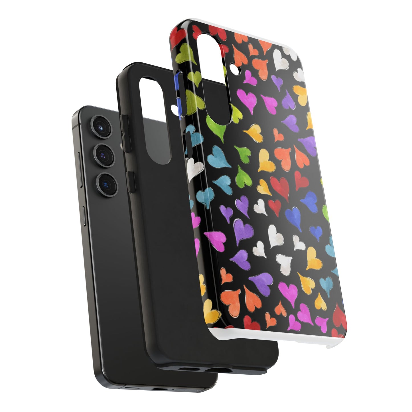 Happy Hearts Black Phone Case