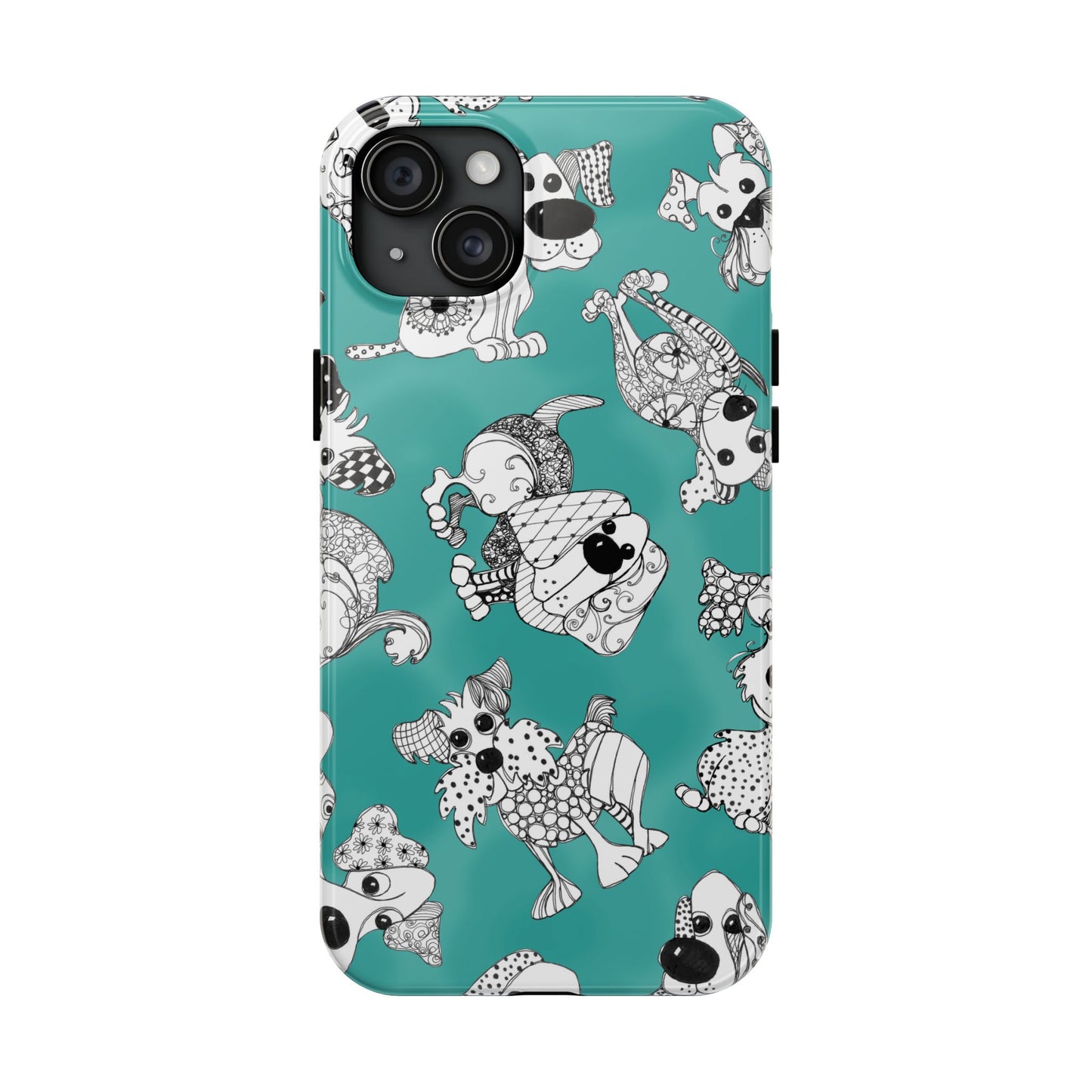Doodle Dogs Turquoise Phone Case