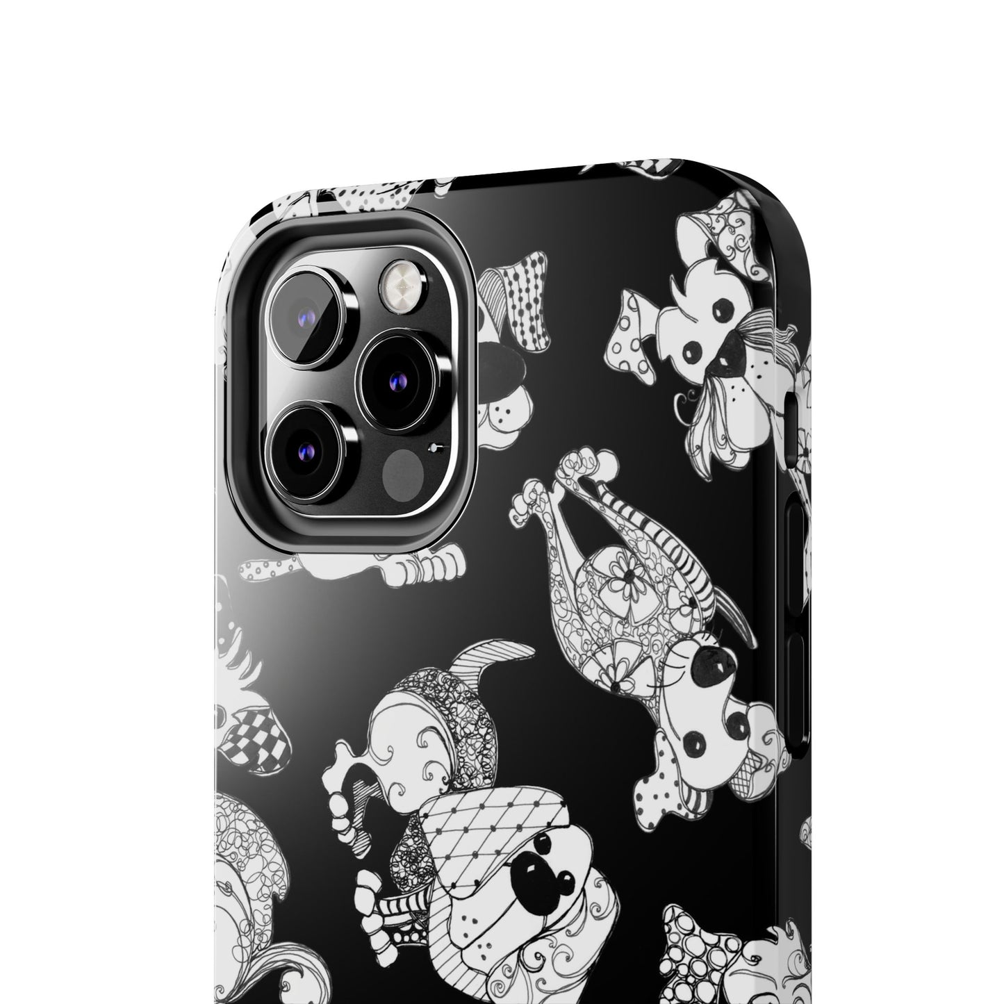 Doodle Dogs Black Phone Case