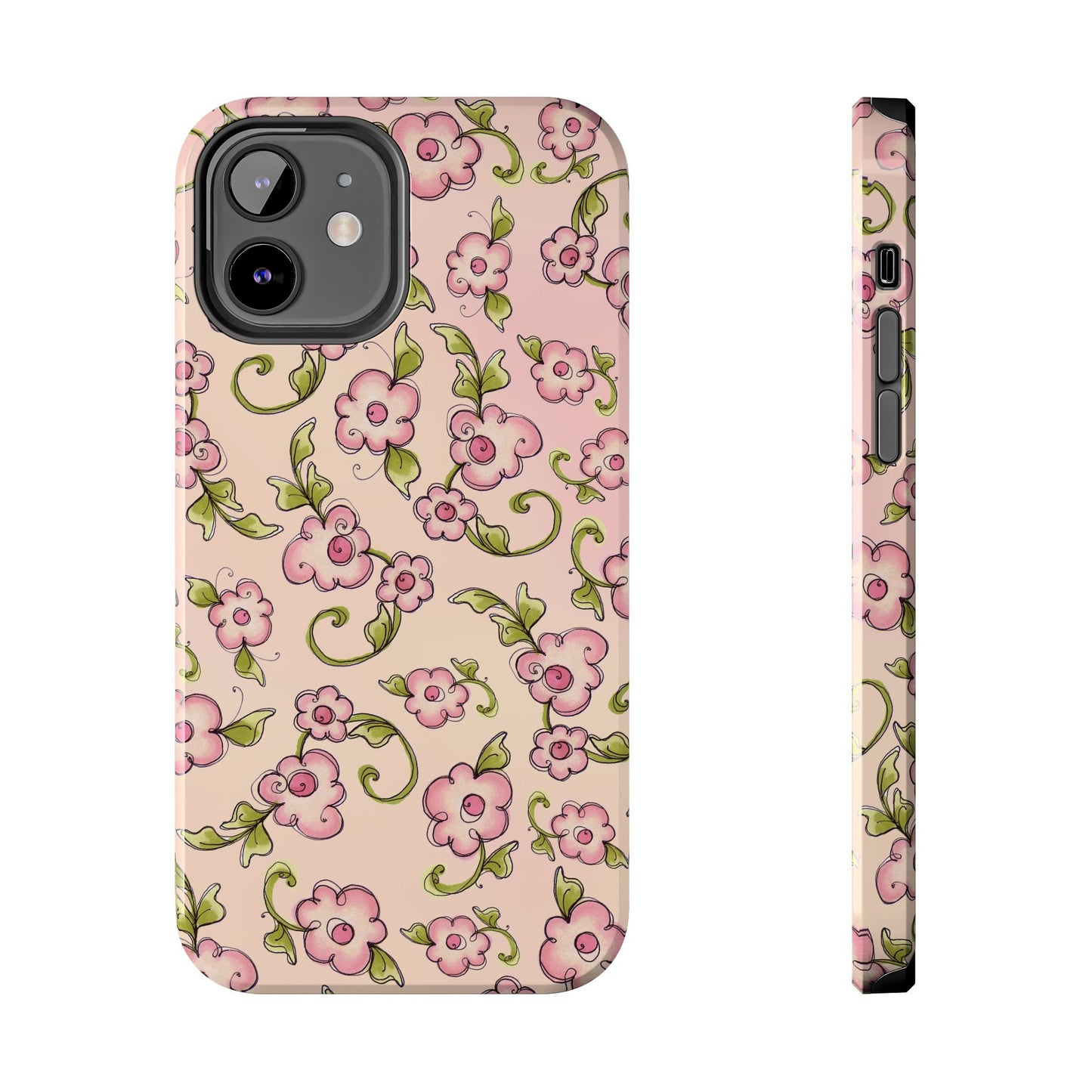 Scroll Daisies Peach / Peach Phone Case