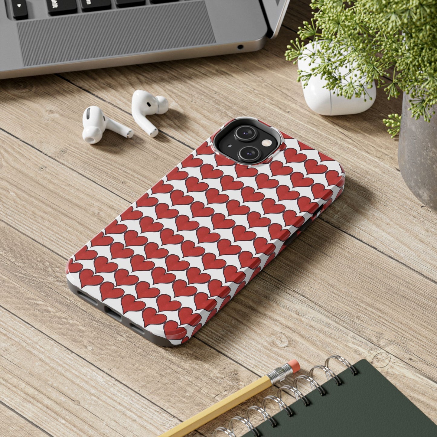 Heartbeats White / Red Phone Case