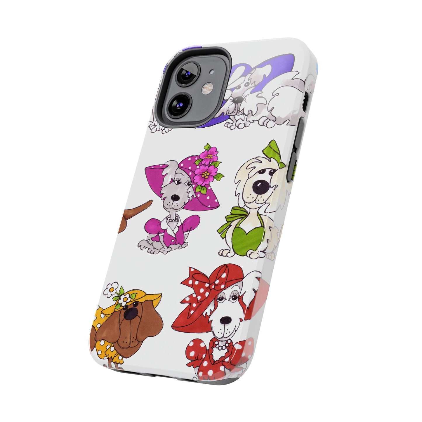 Fancy Dog Line Up White Phone Case
