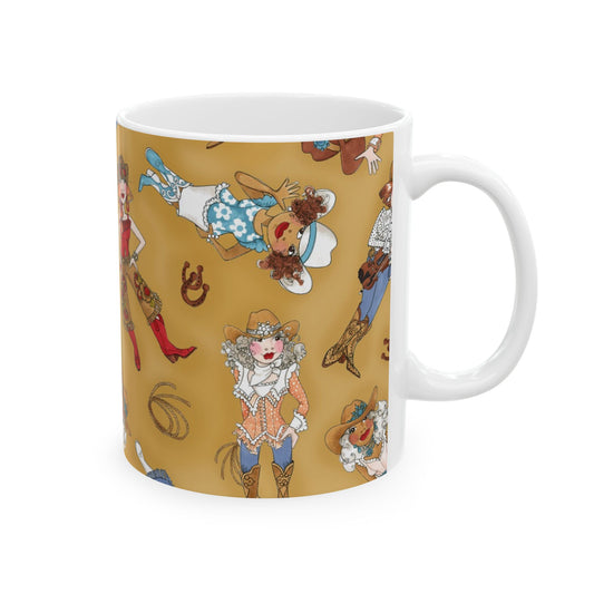 Tossed Cowgirls Tan Cup