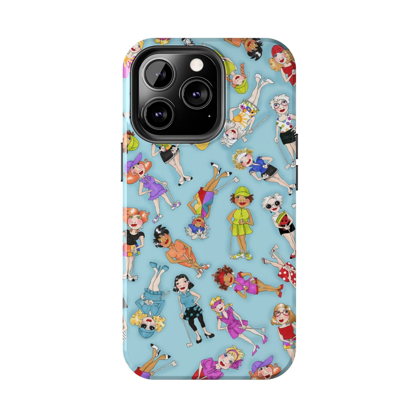 Tossed Golfer Girls Turquoise Phone Case
