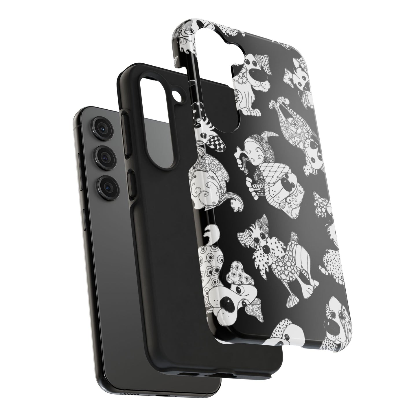Doodle Dogs Black Phone Case