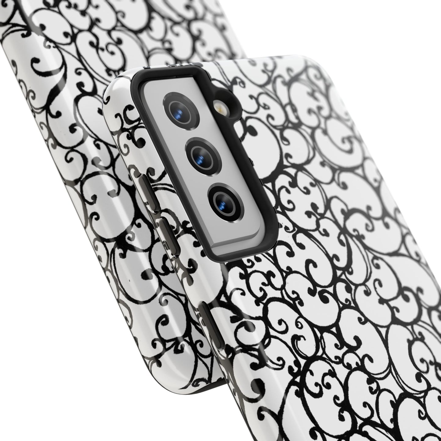 Scrollie White / Black Phone Case