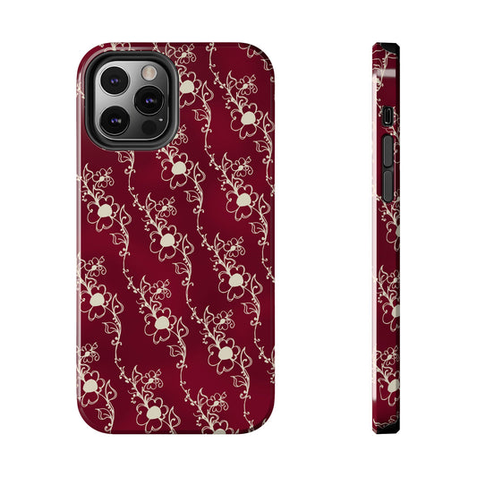 Diagonal Daisies Red / Ivory Phone Case