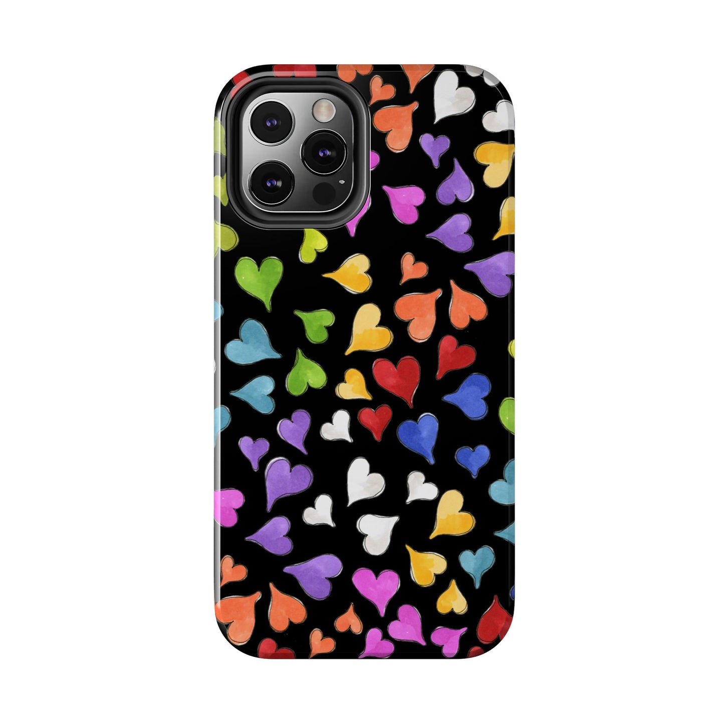 Happy Hearts Black Phone Case