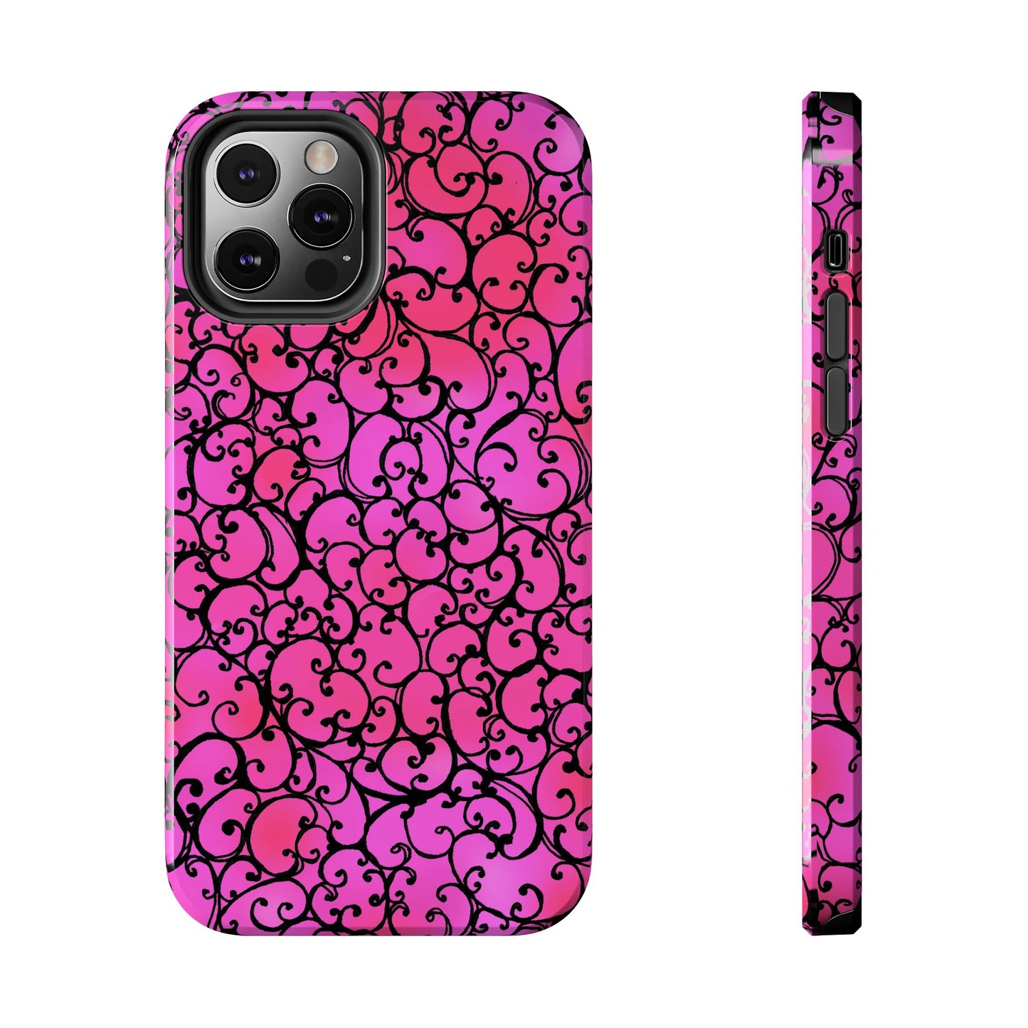 Scrollie Cerise / Black Phone Case