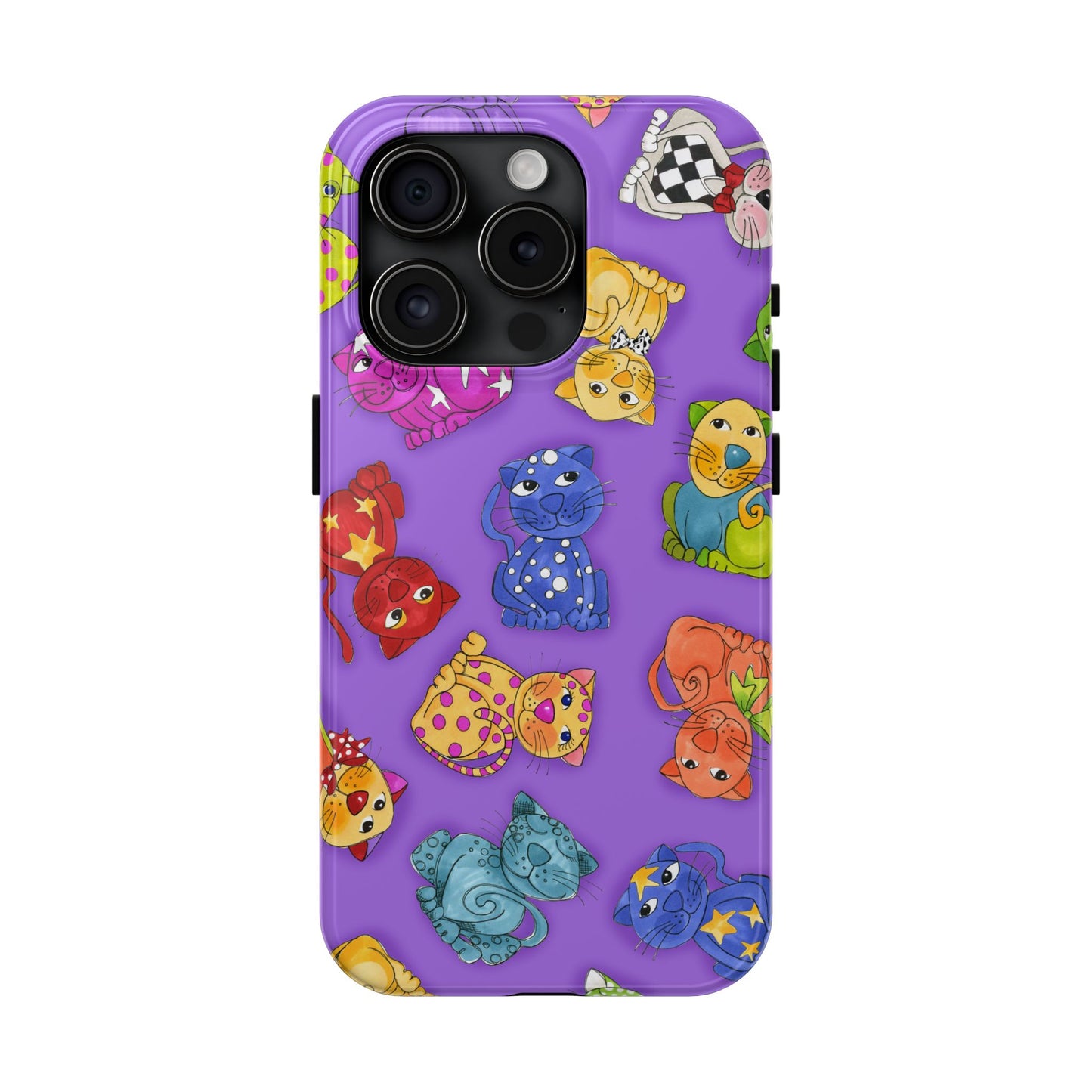 Tossed Happy Cats Purple Phone Case