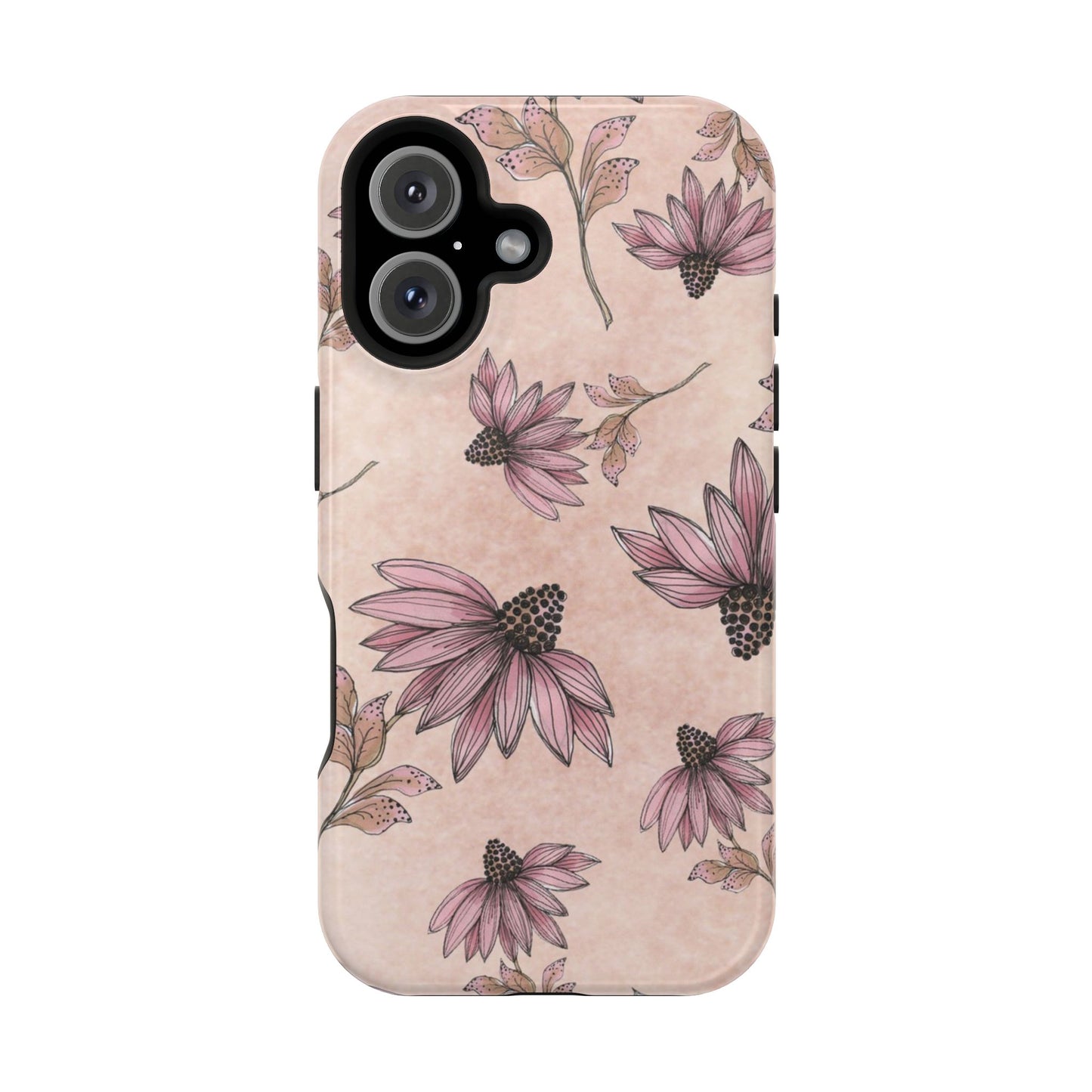 Wild Cone Flowers Pink Marble Phone Case