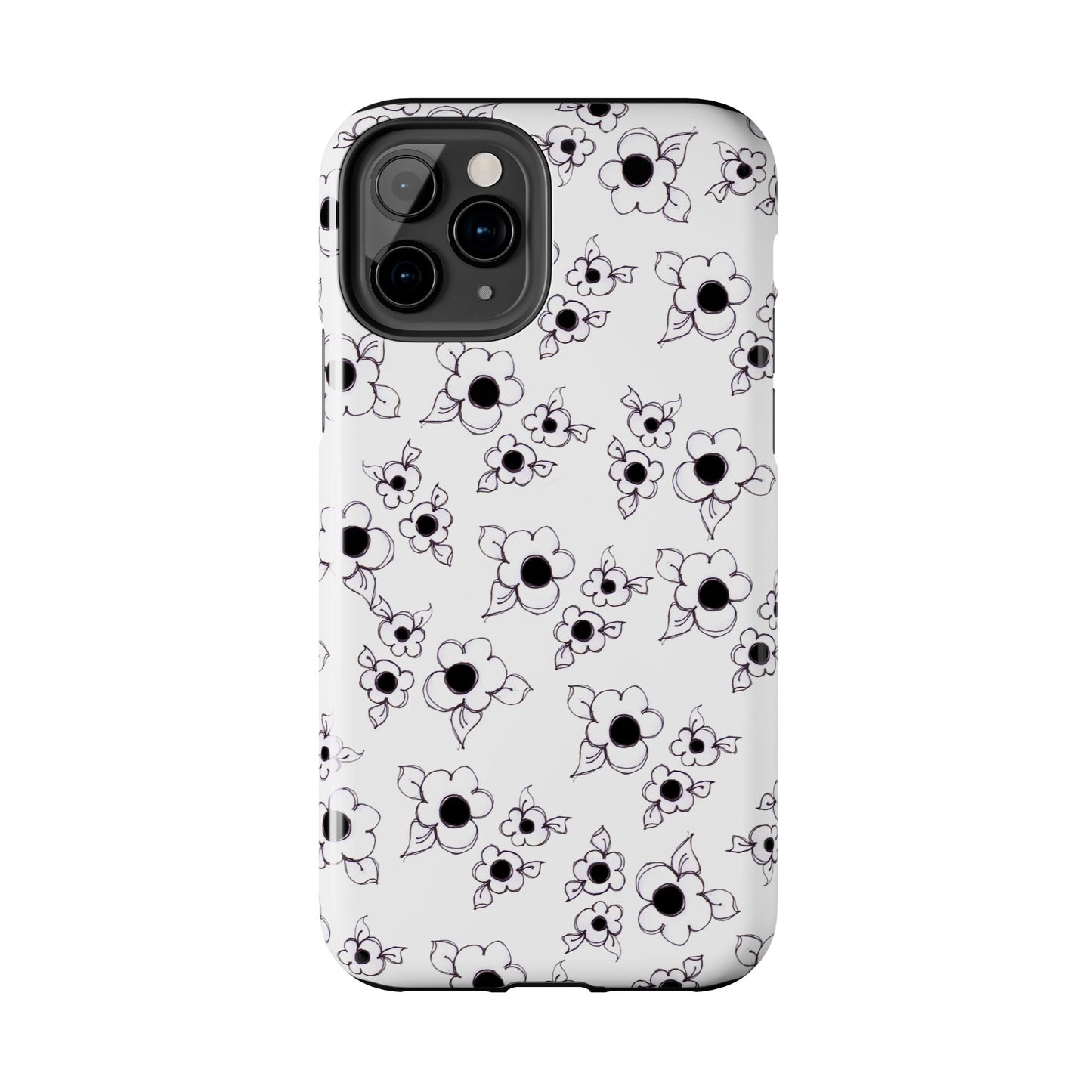 Daisy Cluster White / Black Phone Case
