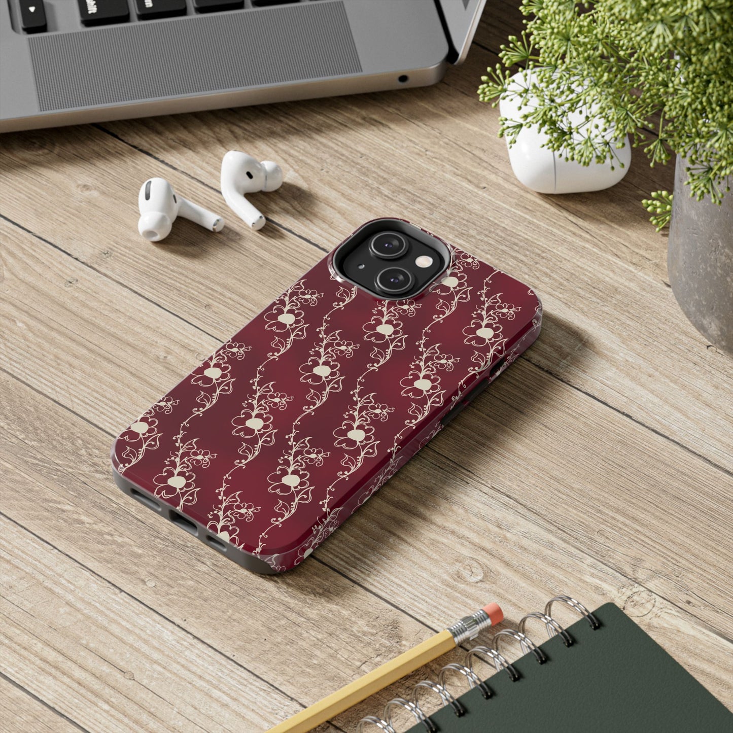 Diagonal Daisies Red / Ivory Phone Case