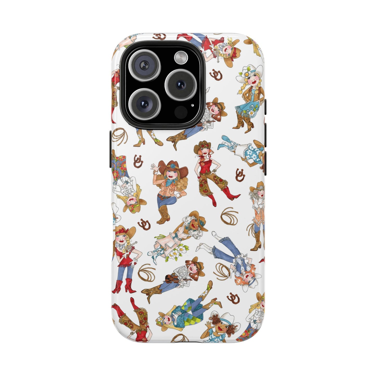 Tossed Cowgirls White Phone Case