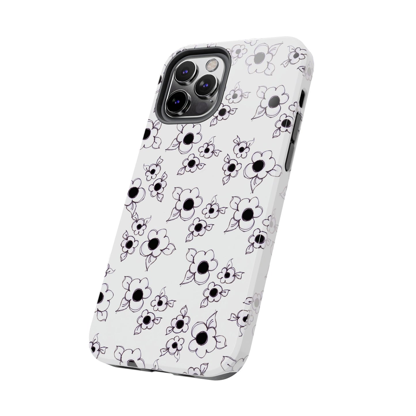 Daisy Cluster White / Black Phone Case