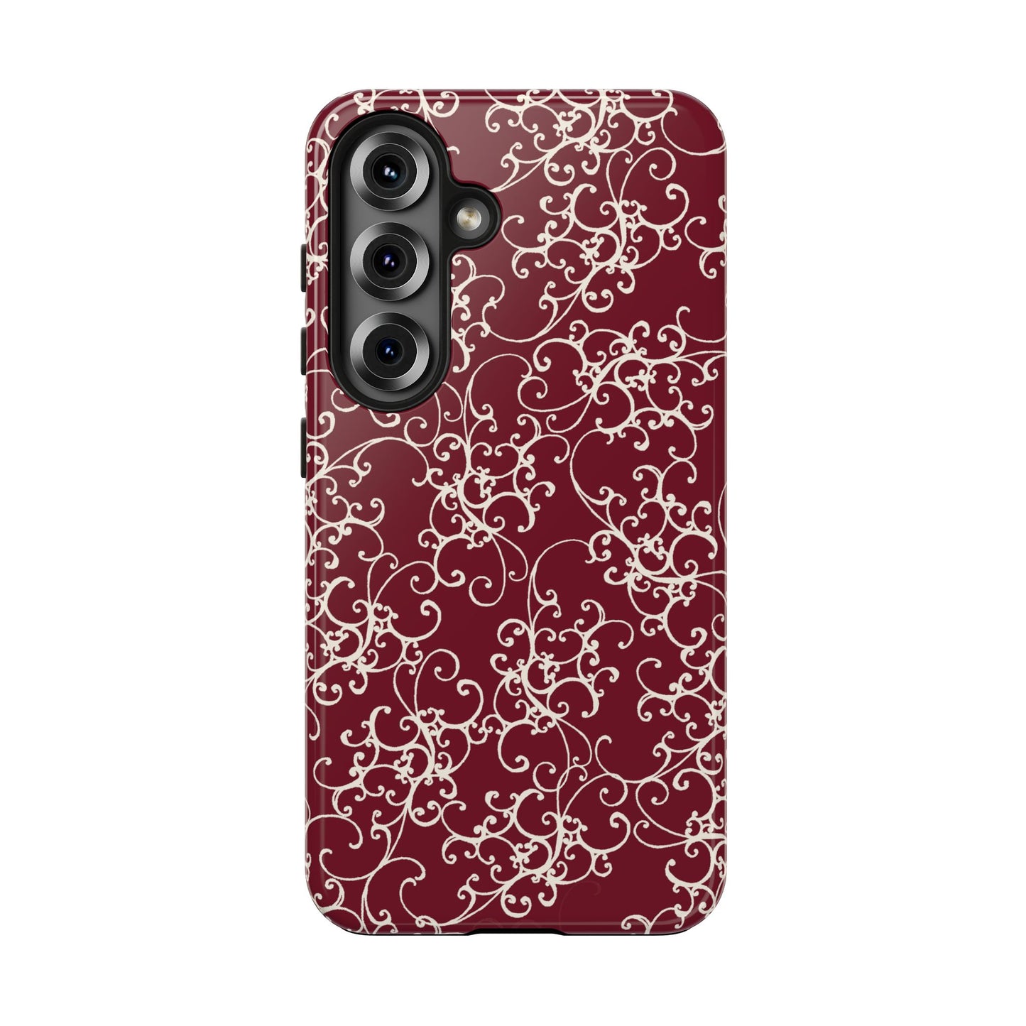 Elegant Scroll Red / Ivory Phone Case