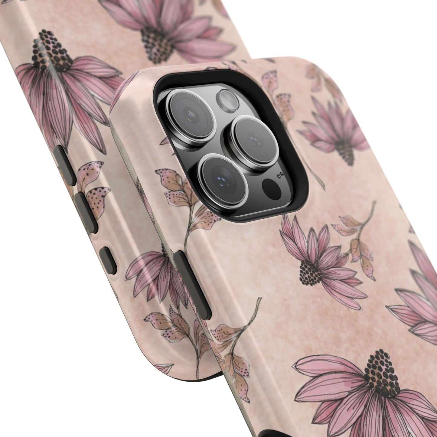 Wild Cone Flowers Pink Marble Phone Case
