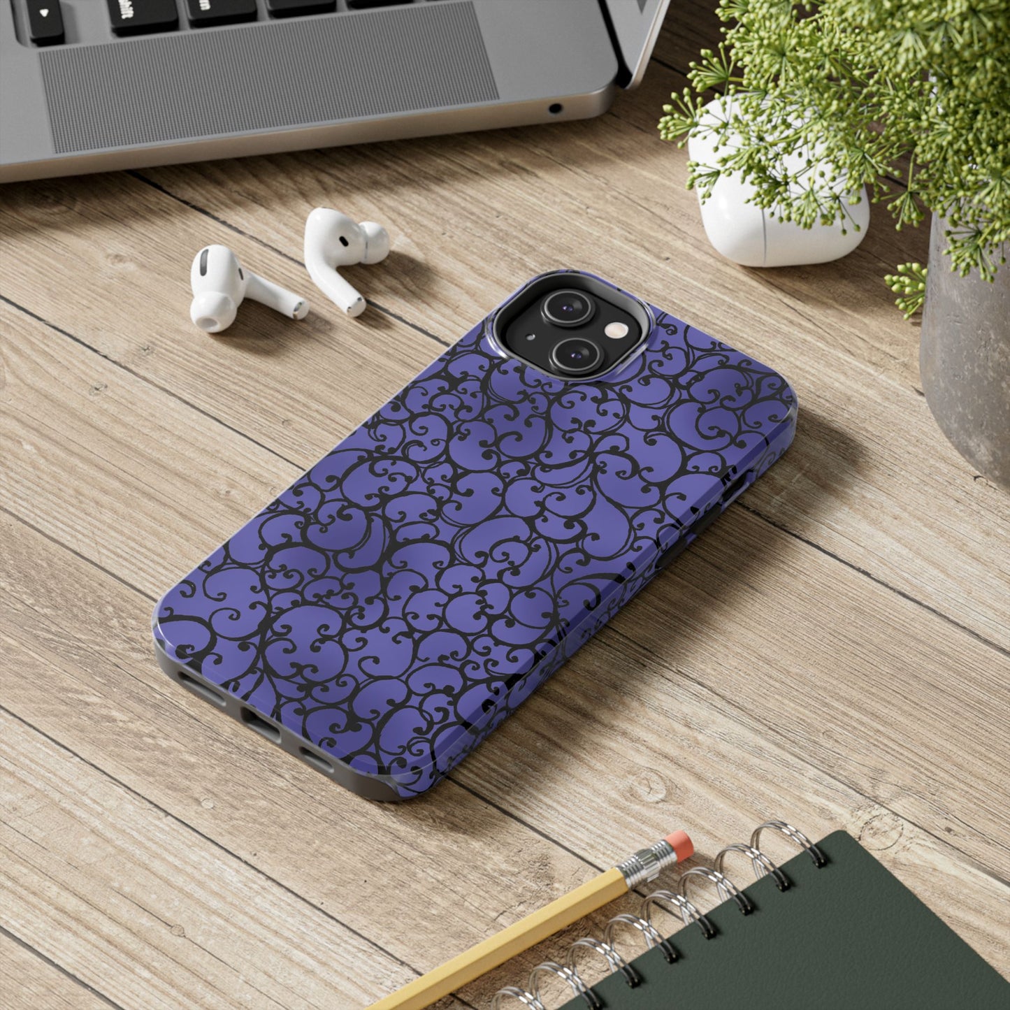 Scrollie Violet / Black Phone Case