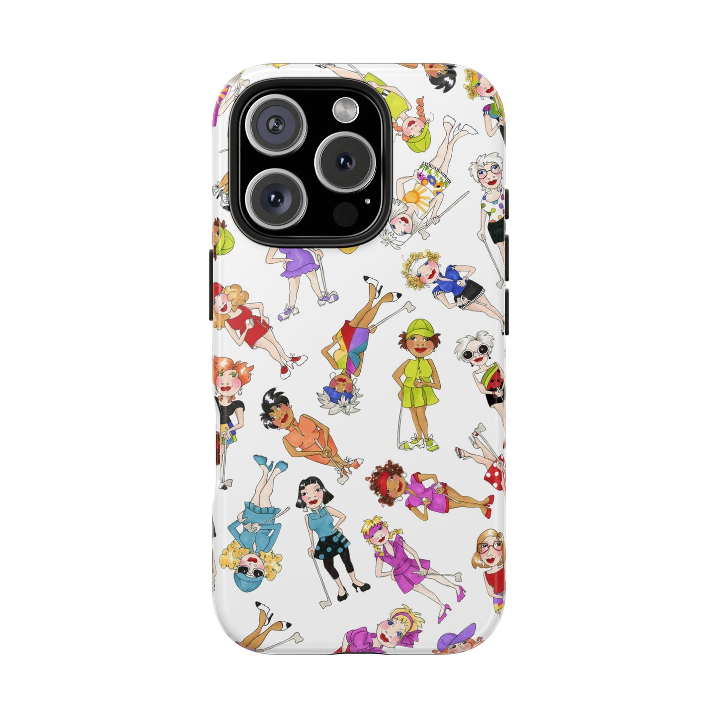 Tossed Golfer Girls White Phone Case