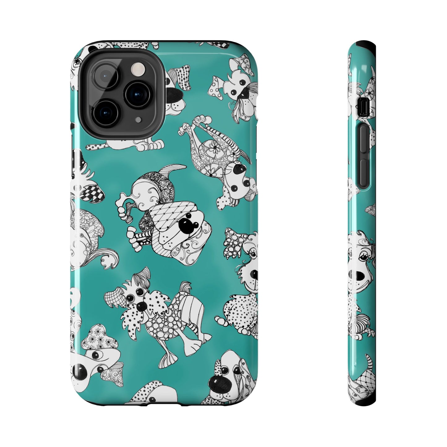 Doodle Dogs Turquoise Phone Case