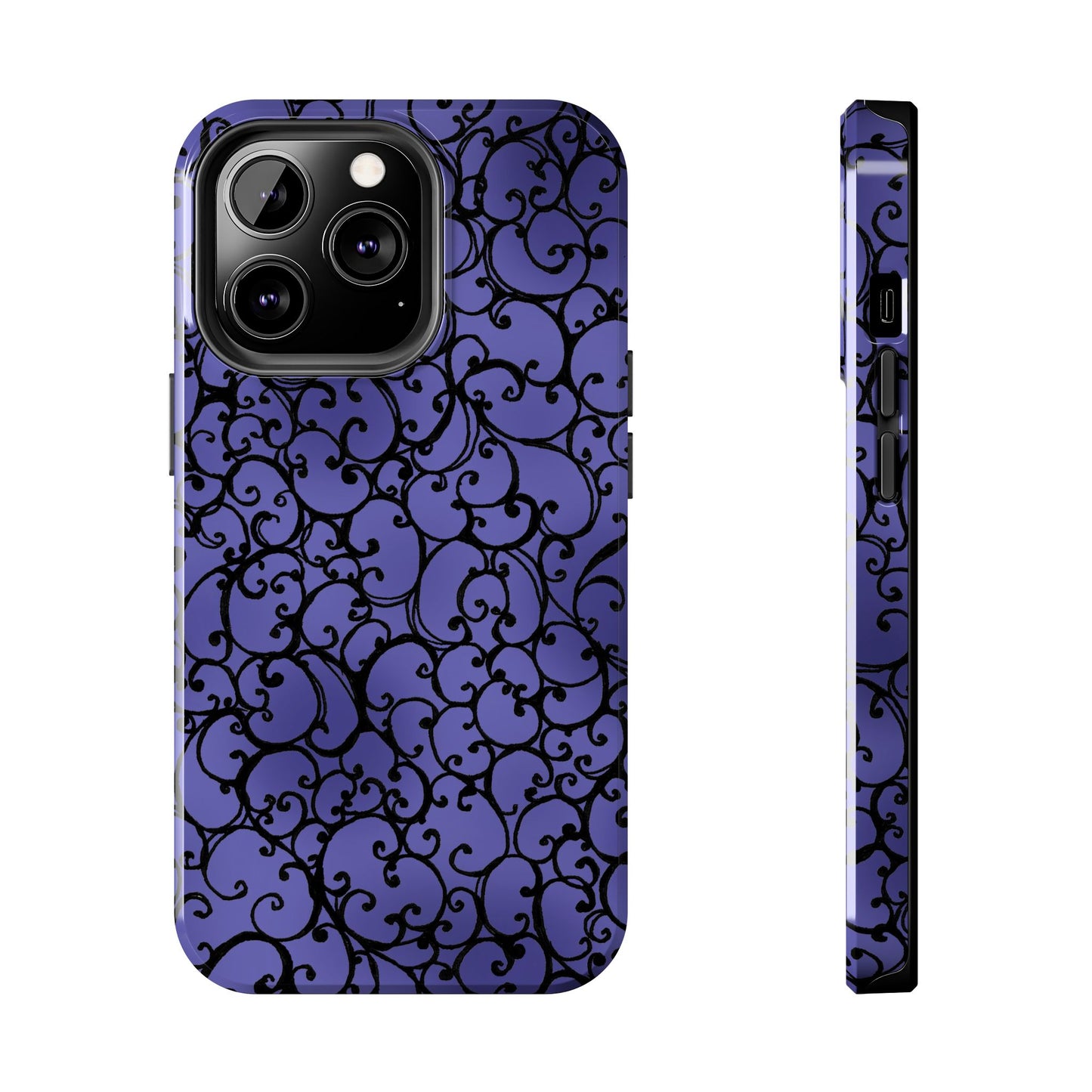 Scrollie Violet / Black Phone Case