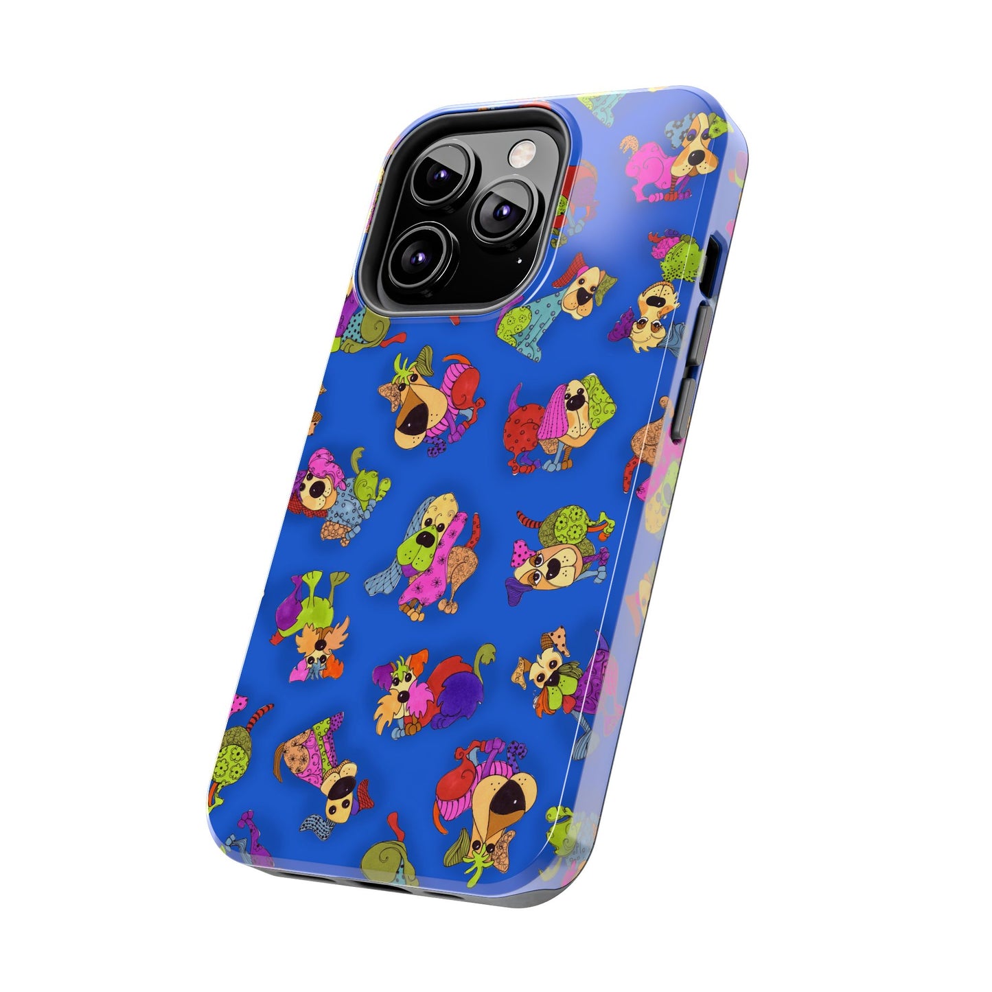 Tossed Happy Dogs Blue Phone Case