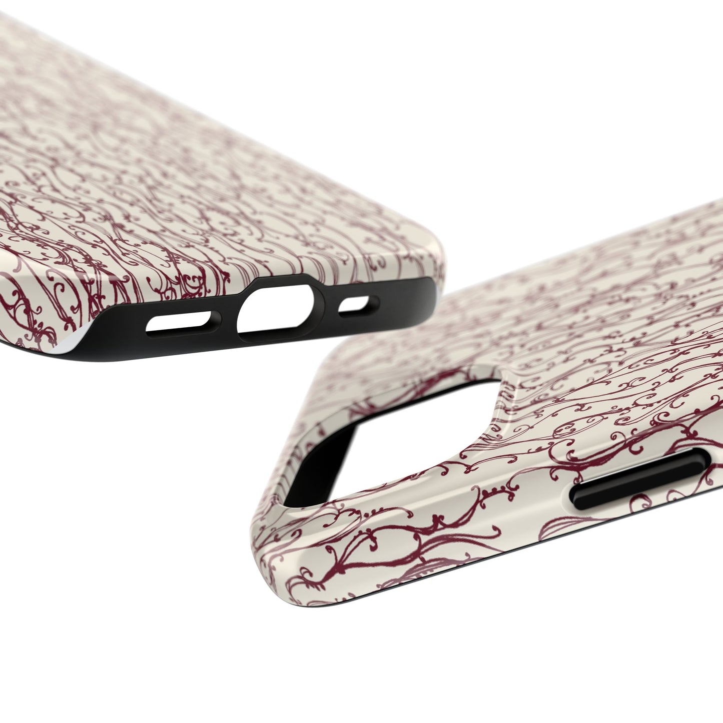 Swan Scroll Ivory / Red Phone Case