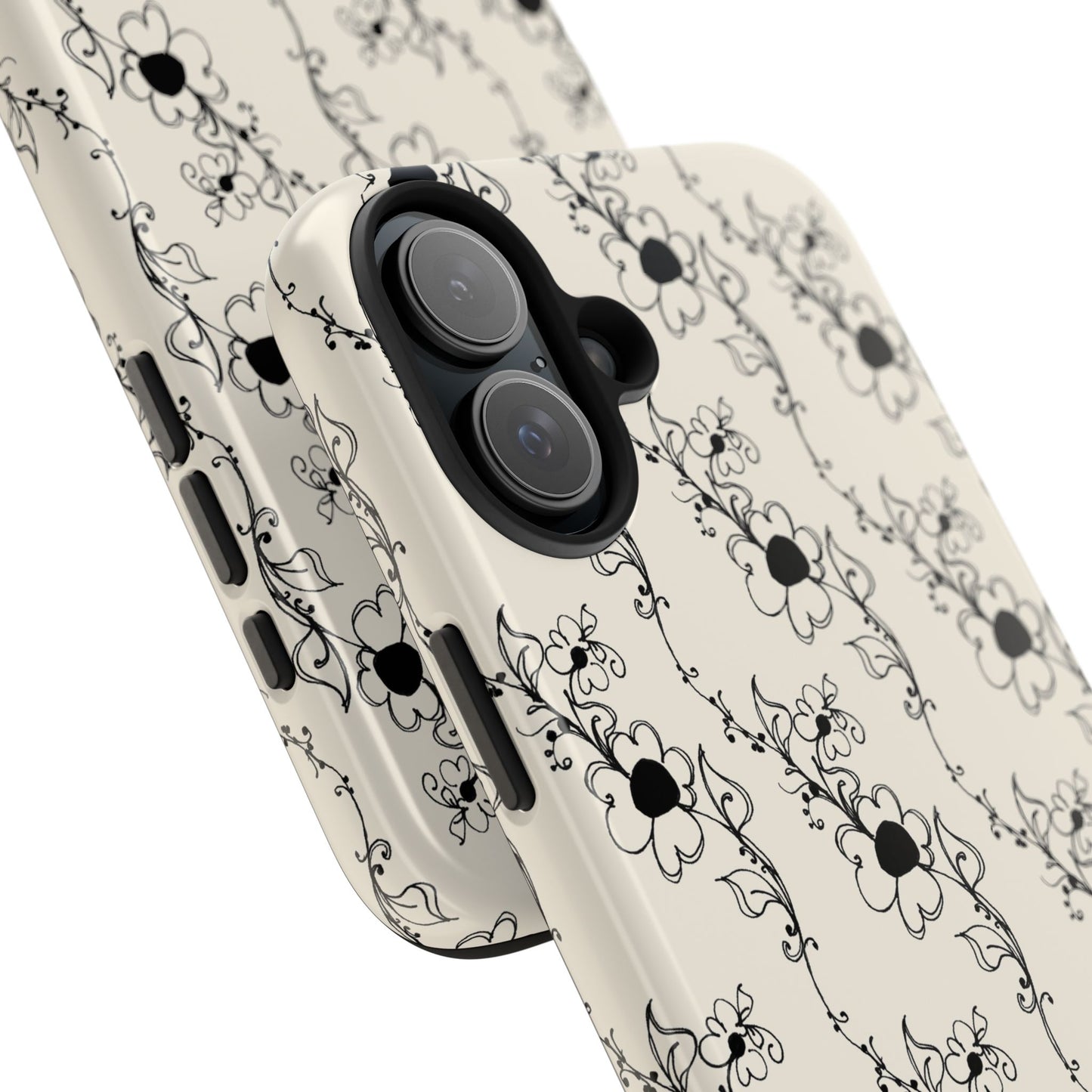 Diagonal Daisies Ivory / Black Phone Case
