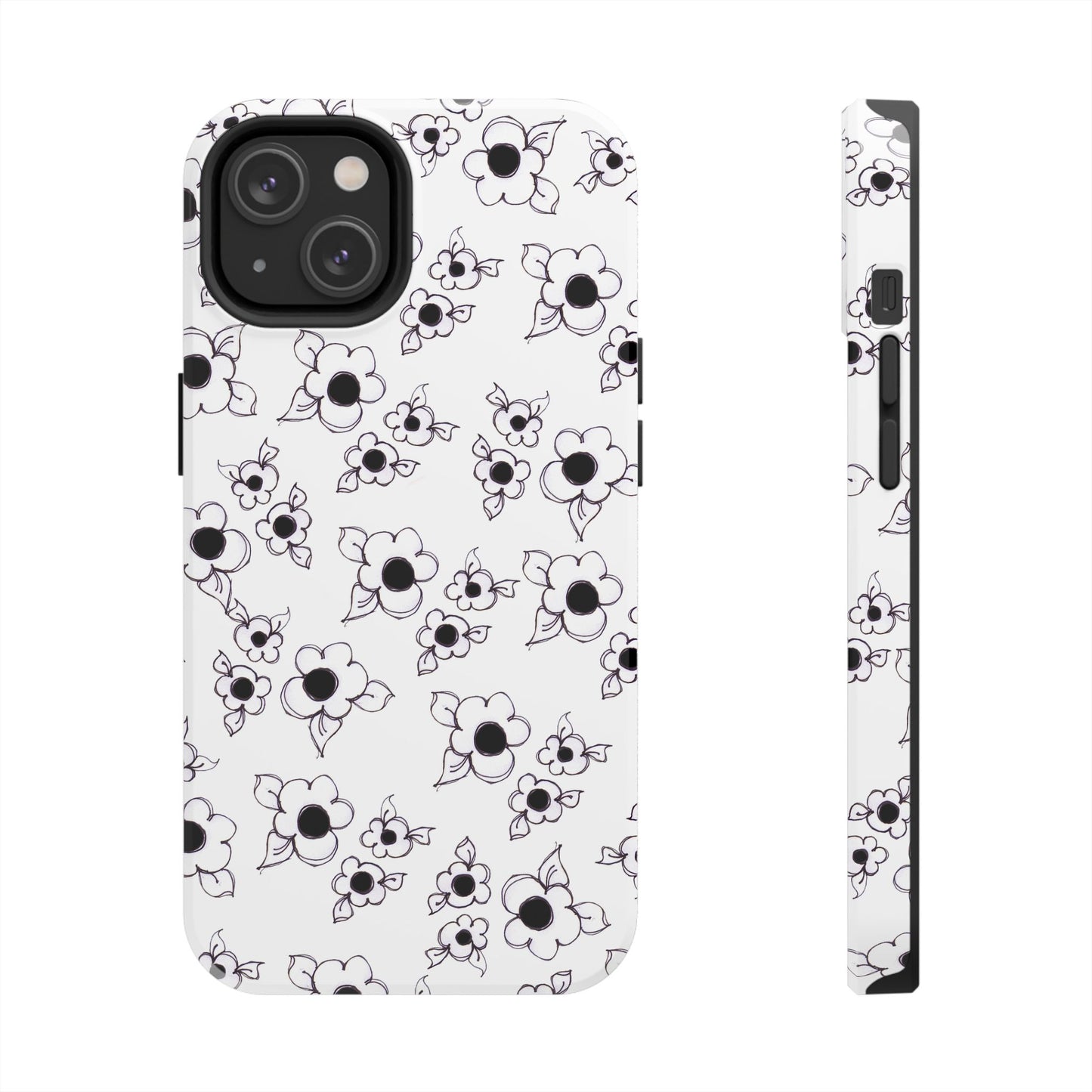 Daisy Cluster White / Black Phone Case