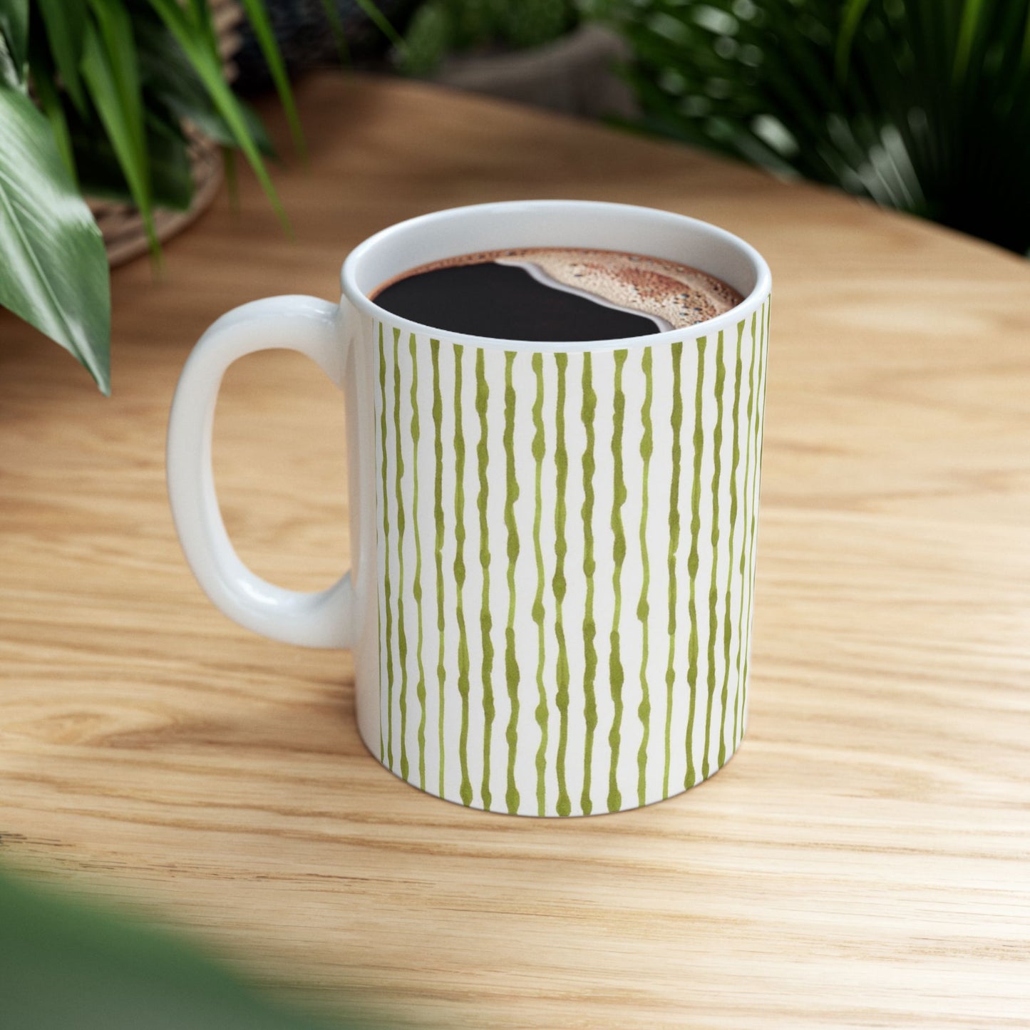 Faux Seersucker White / Green Cup