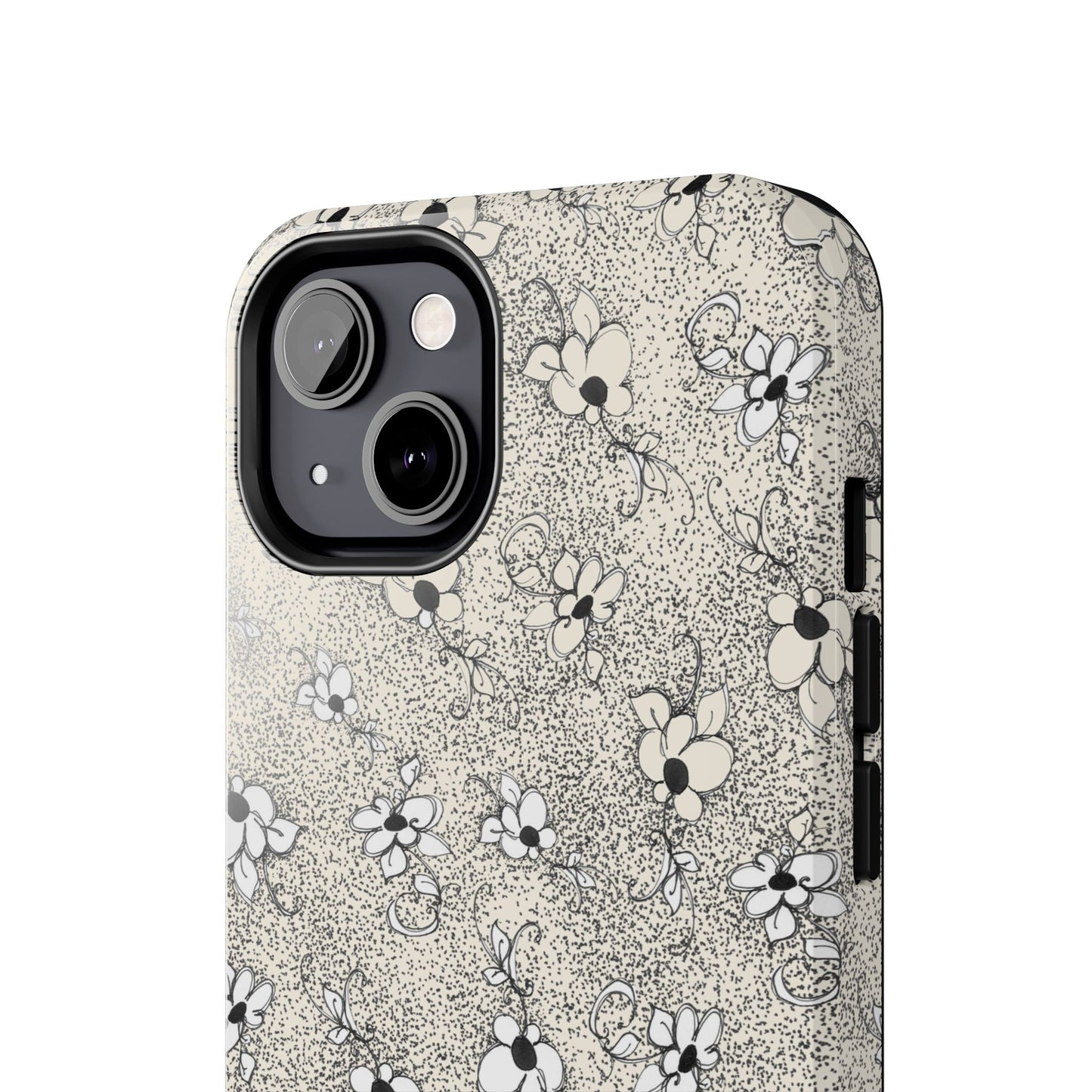 Daisy Flecks Ivory / Black Phone Case