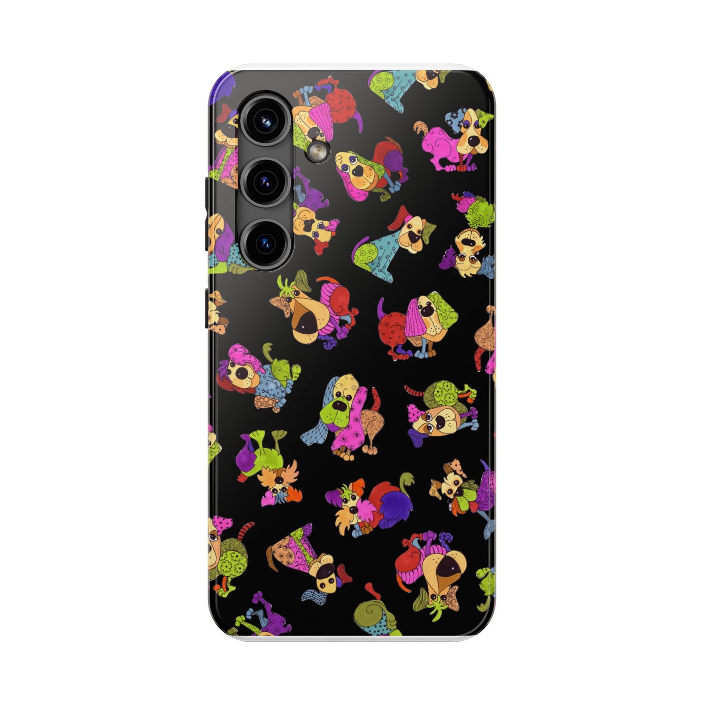Tossed Happy Dogs Black Phone Case