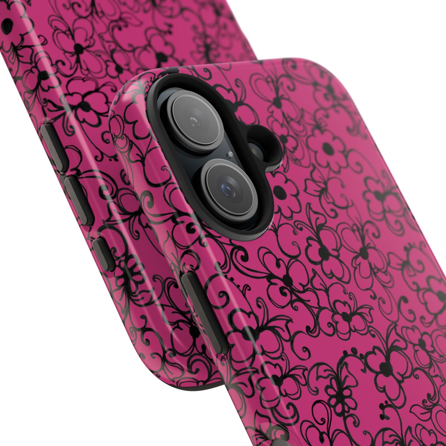 Daisy Jungle Pink / Black Phone Case