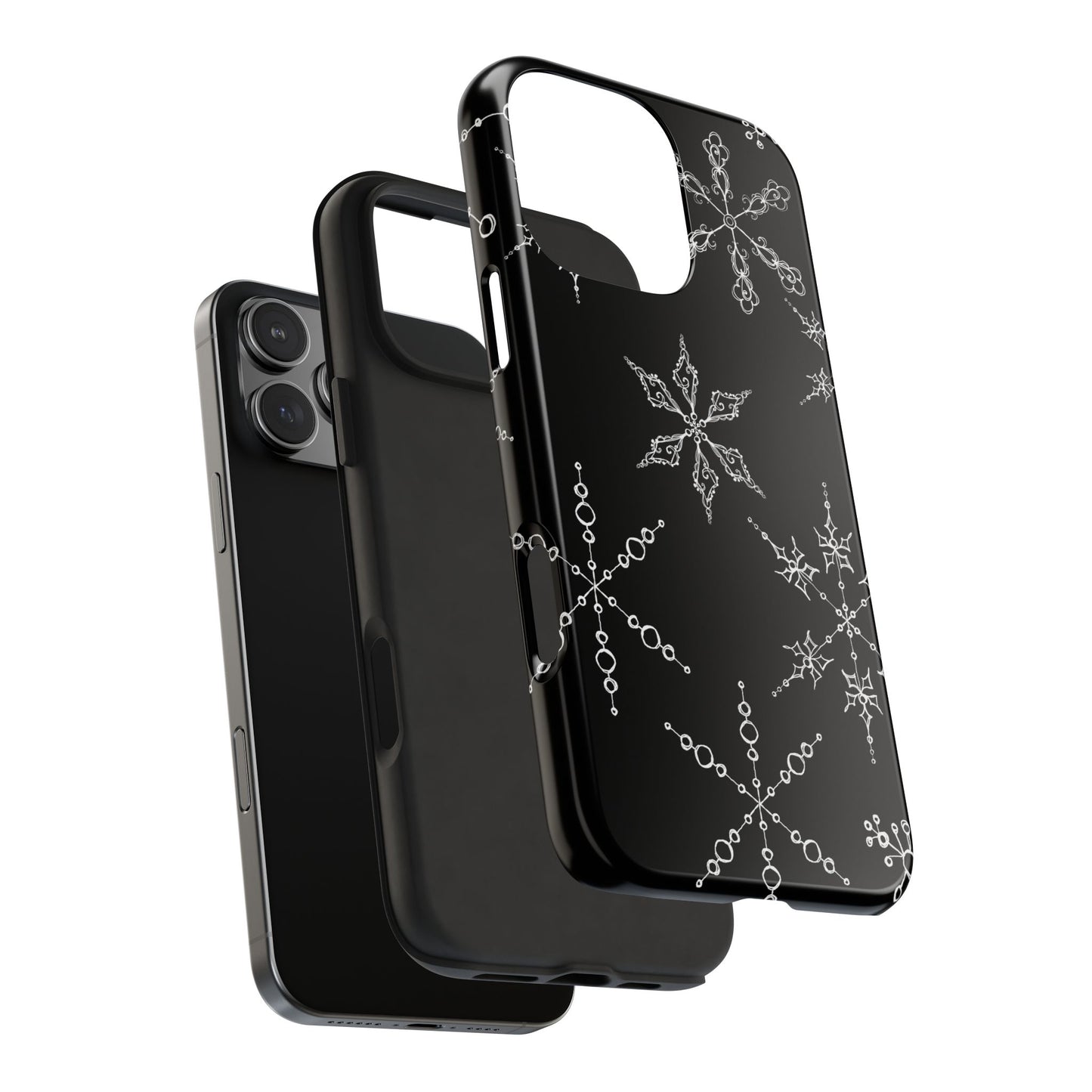 Snowflakes Black Phone Case