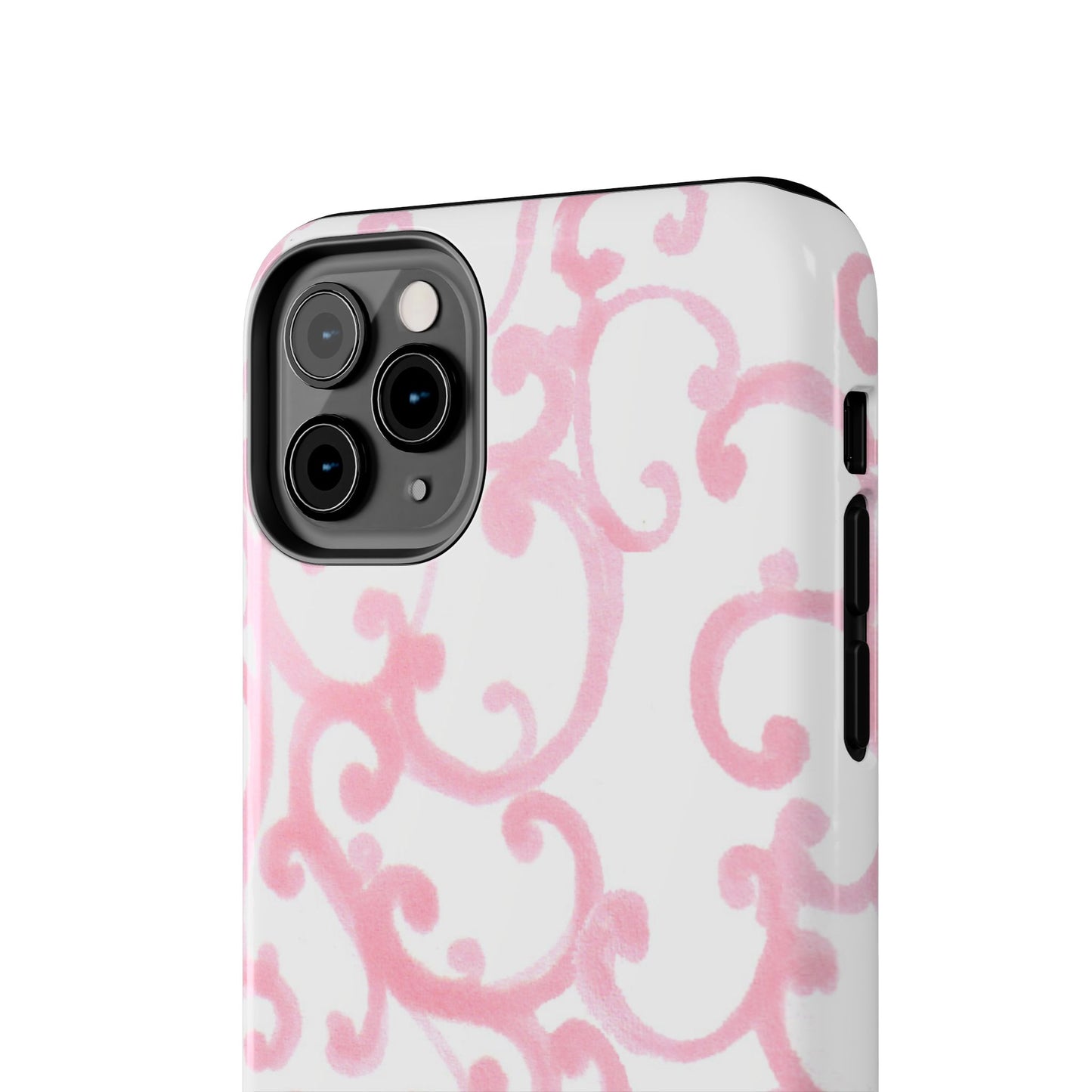 Scrollie White / Pink Phone Case