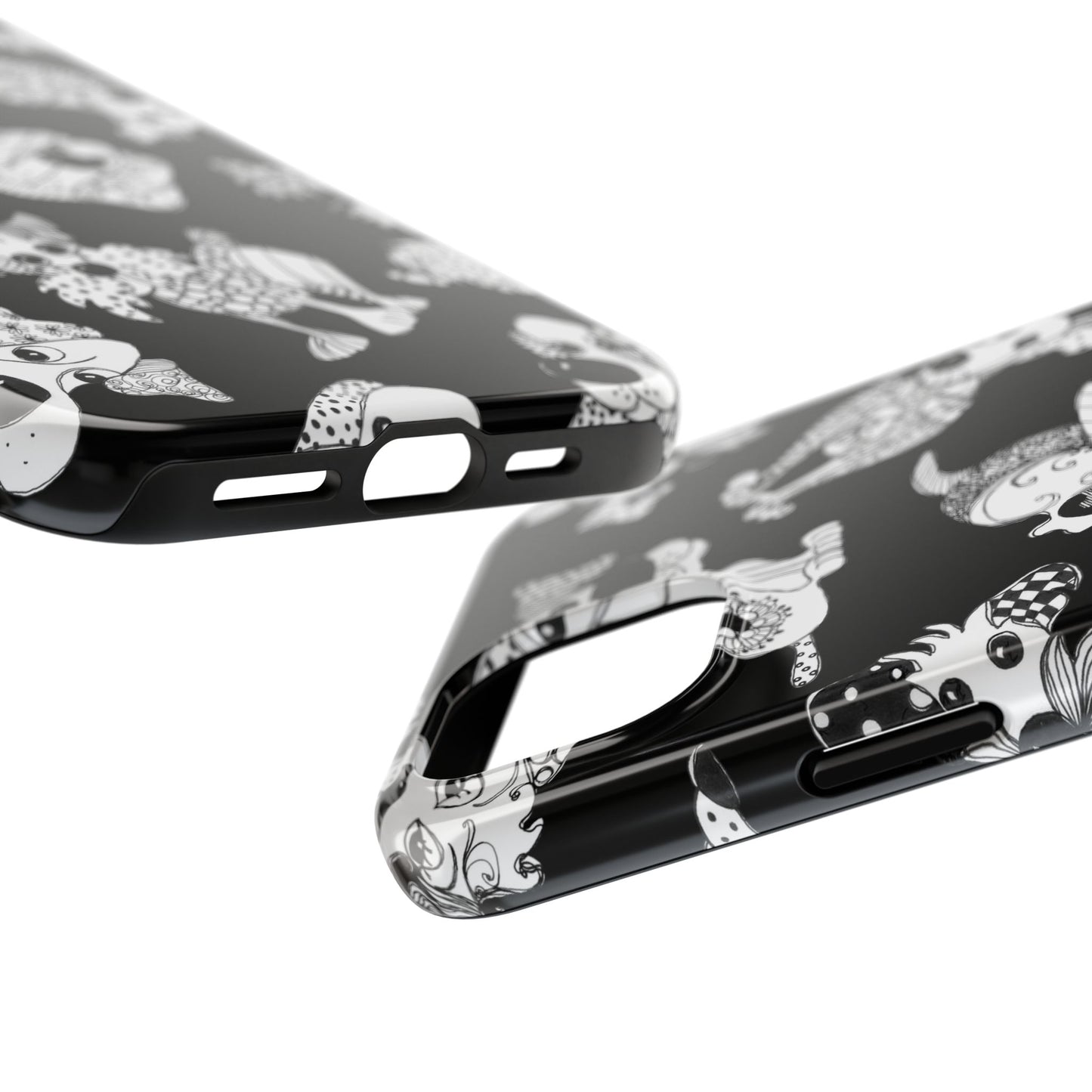 Doodle Dogs Black Phone Case