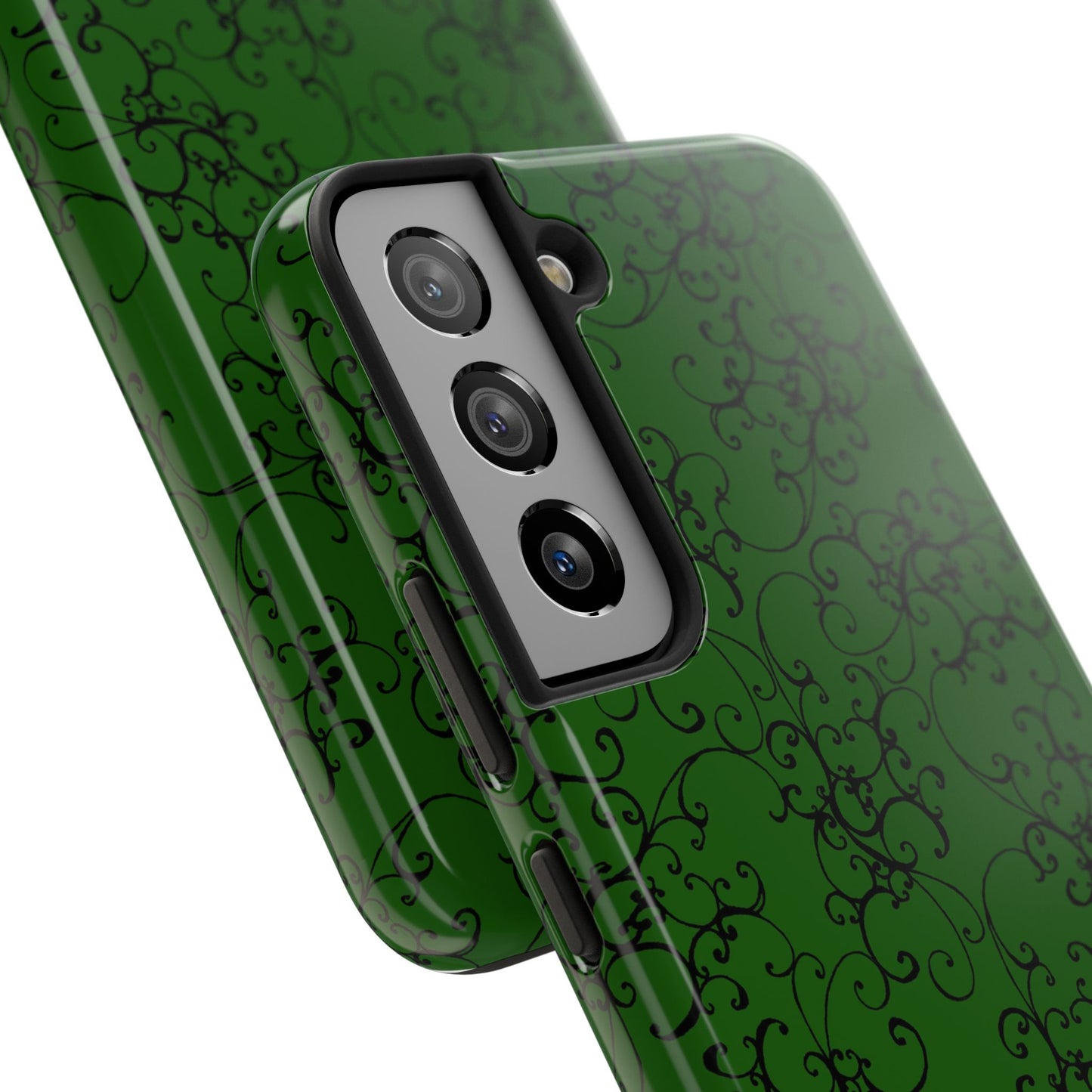 Elegant Scroll Dark Green / Black Phone Case