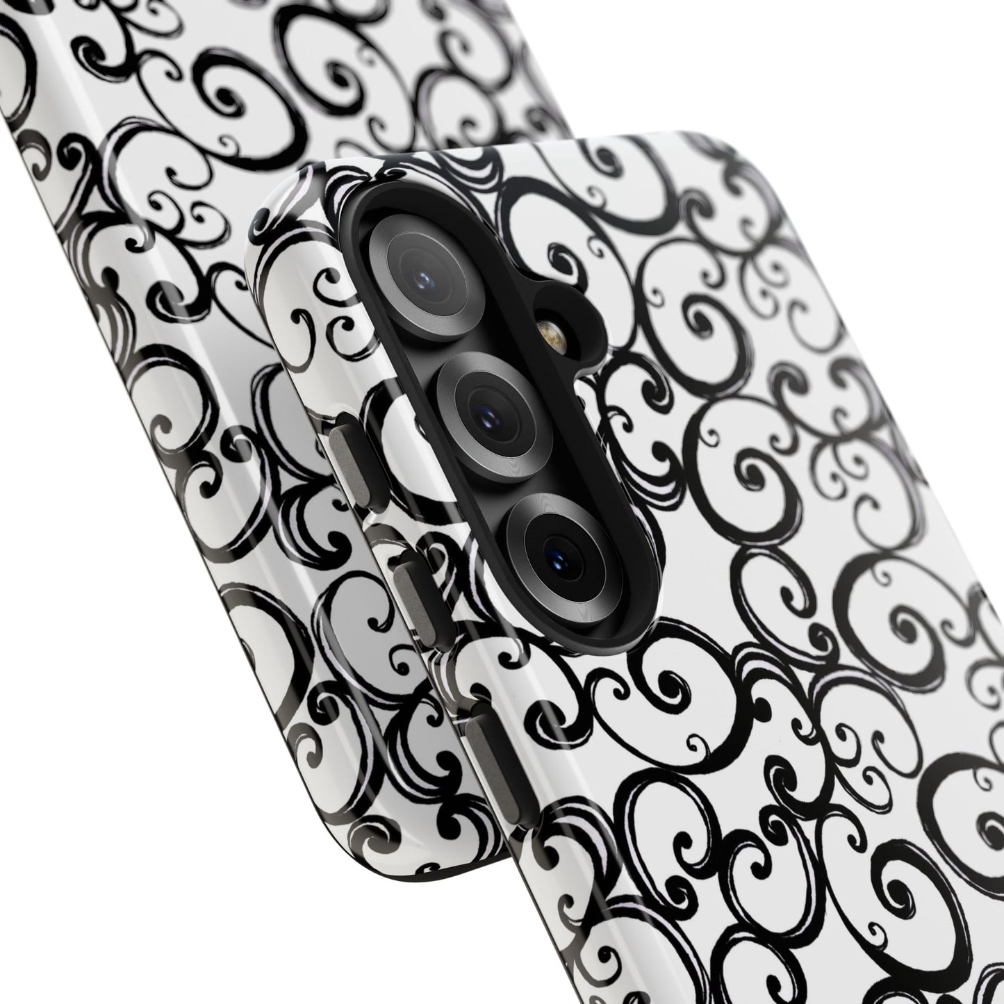 Curls White / Black Phone Case