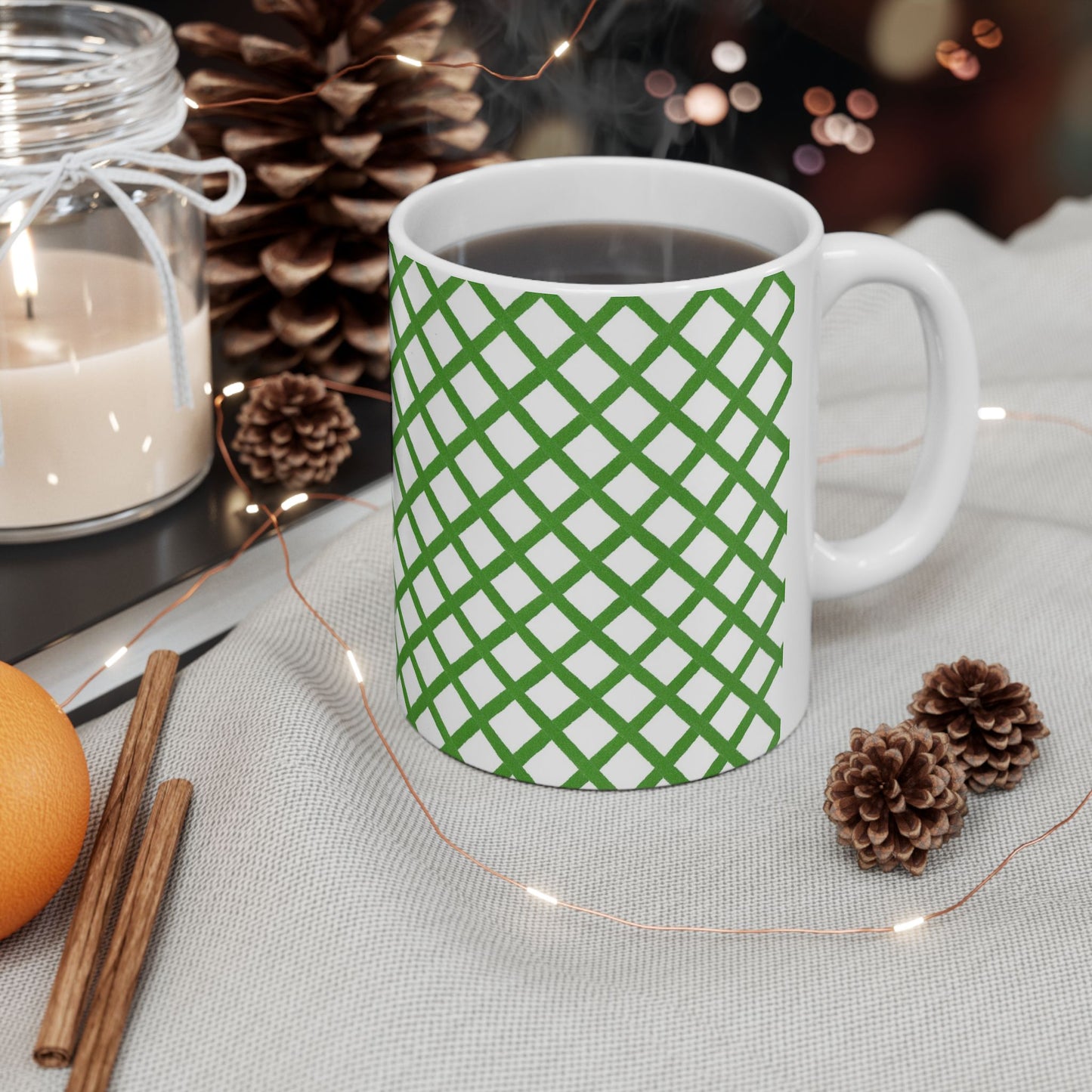Trellis White / Green Cup